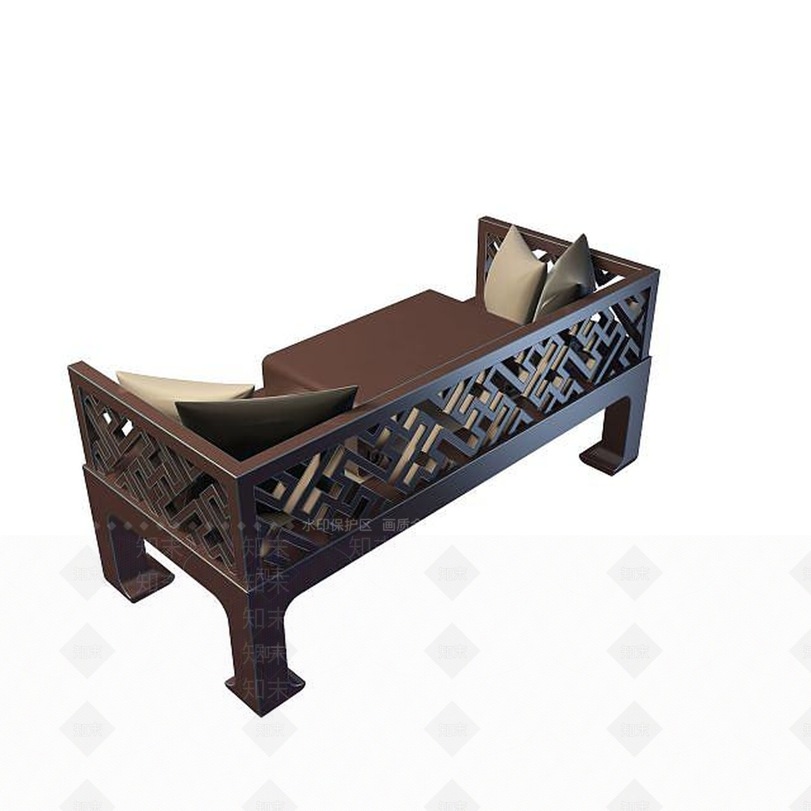 现代实木罗汉床3D模型下载【ID:1195273773】