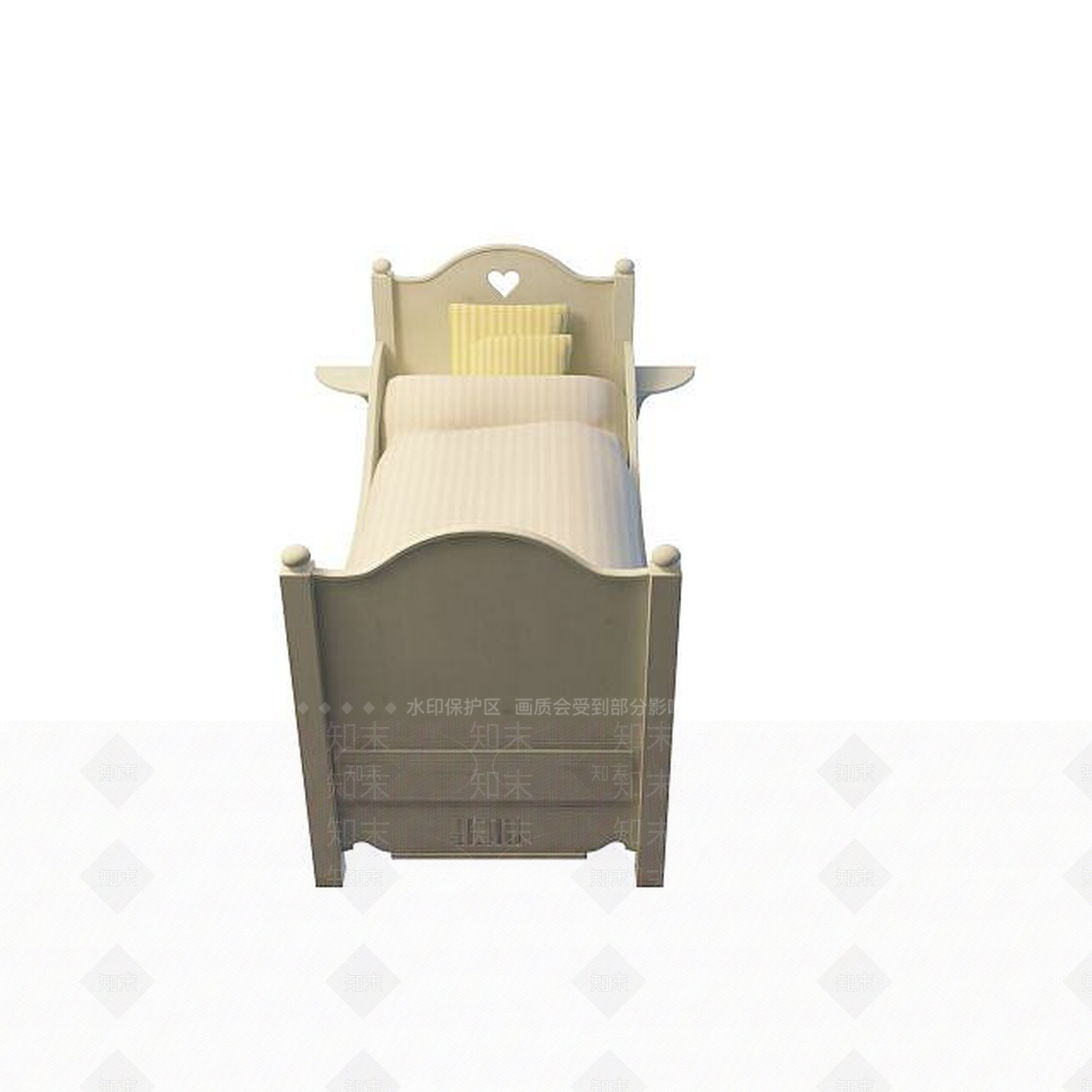 现代半围挡儿童床3D模型下载【ID:1195273759】