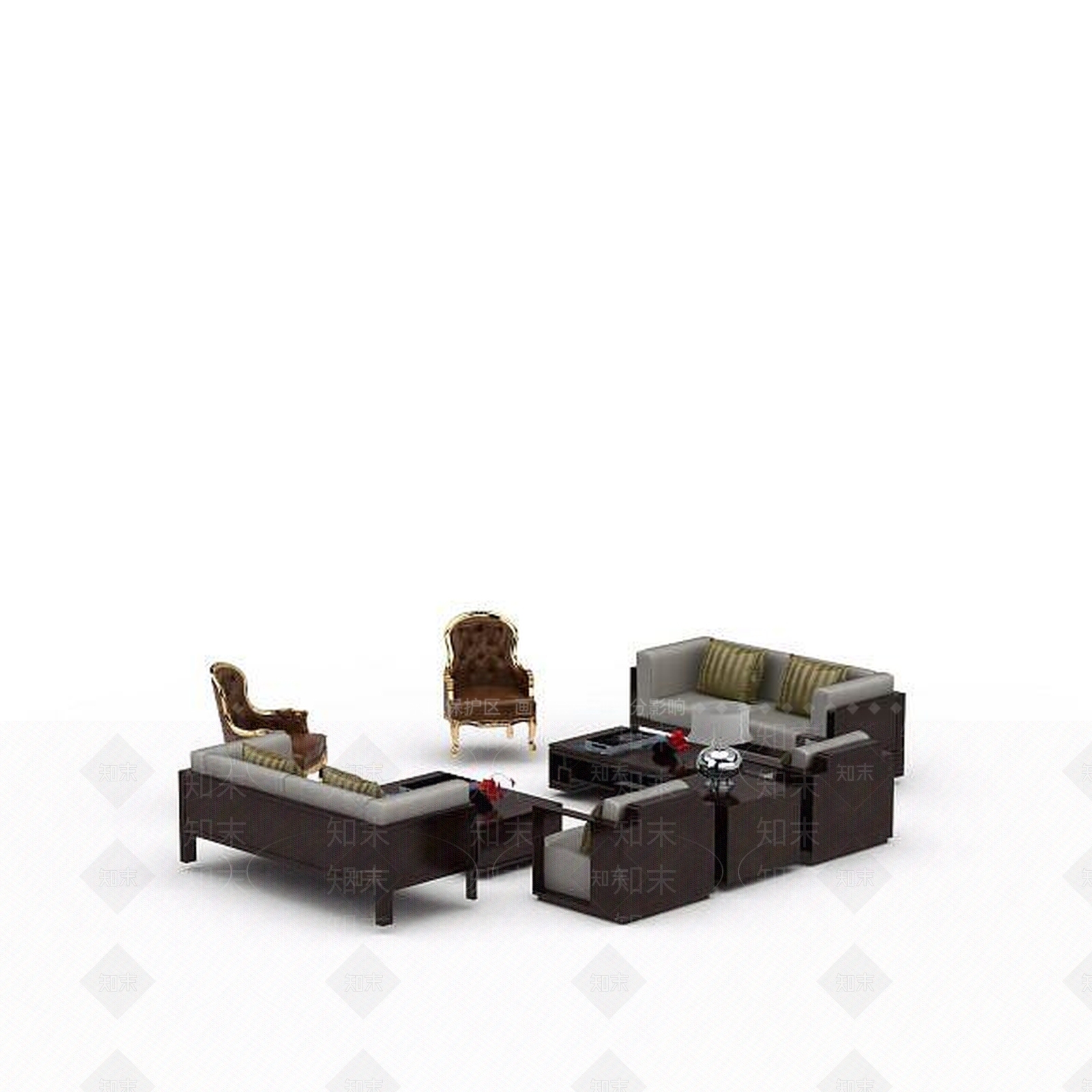 现代双人沙发3D模型下载【ID:1195279841】