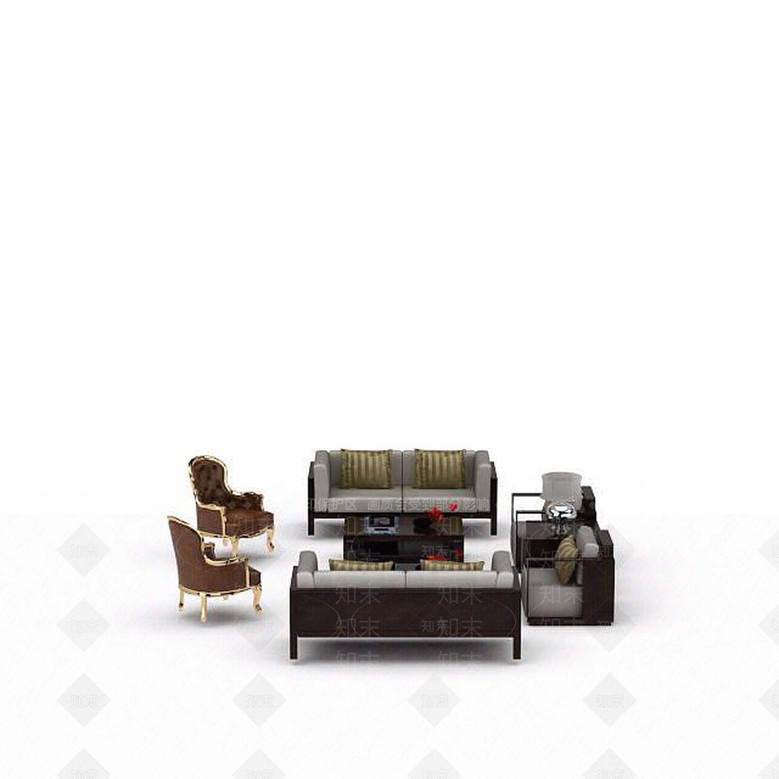 现代双人沙发3D模型下载【ID:1195279841】