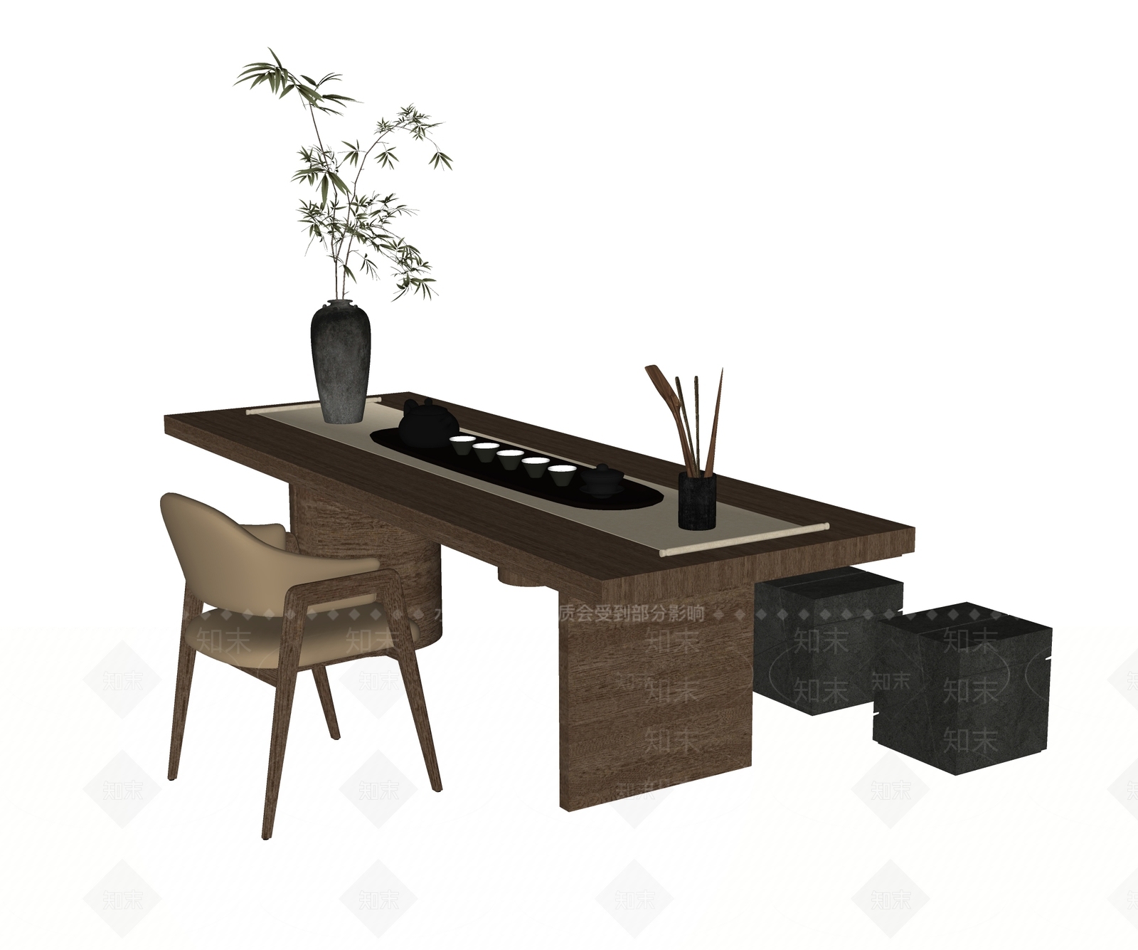 现代茶桌椅SU模型下载【ID:1195281275】