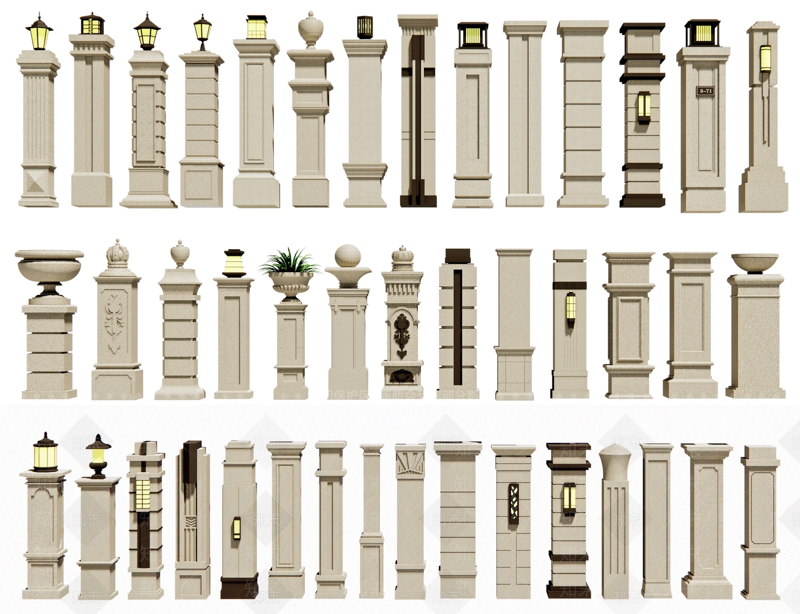 欧式庭院门柱SU模型下载【ID:1195285061】