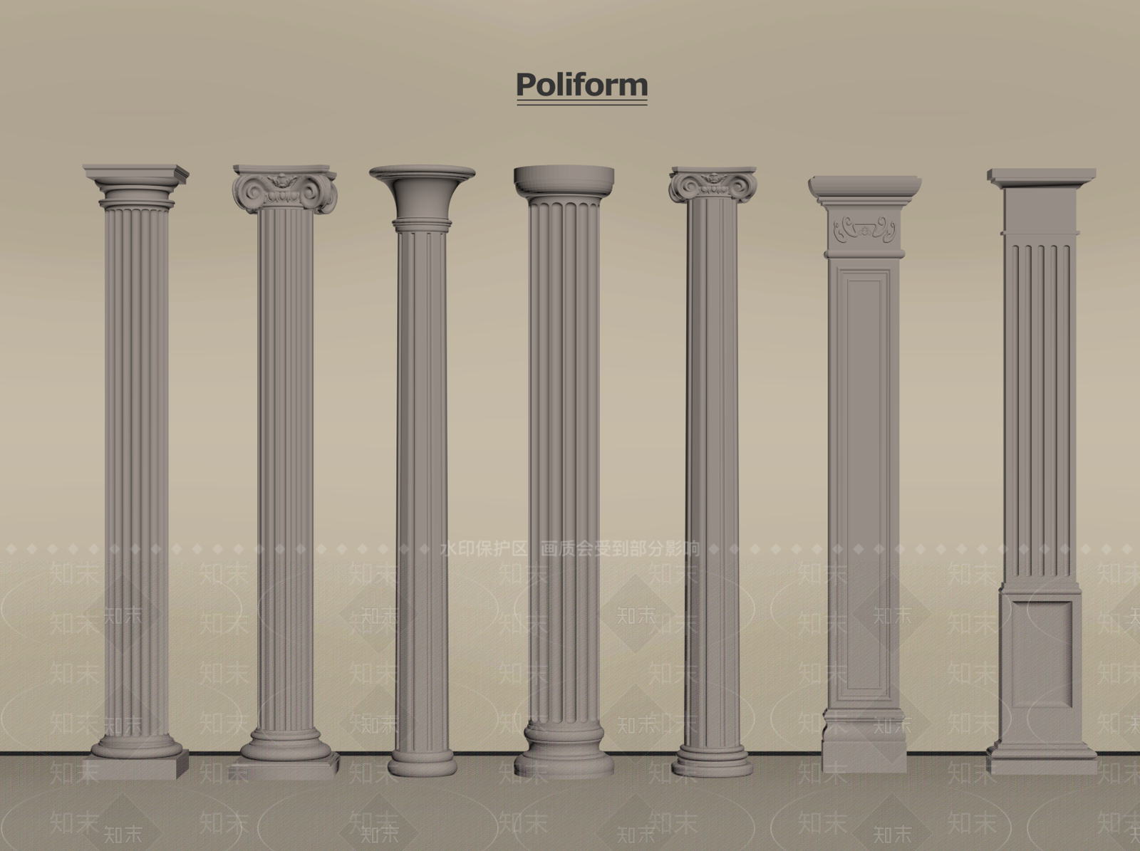 法式柱子SU模型下载【ID:1195287099】