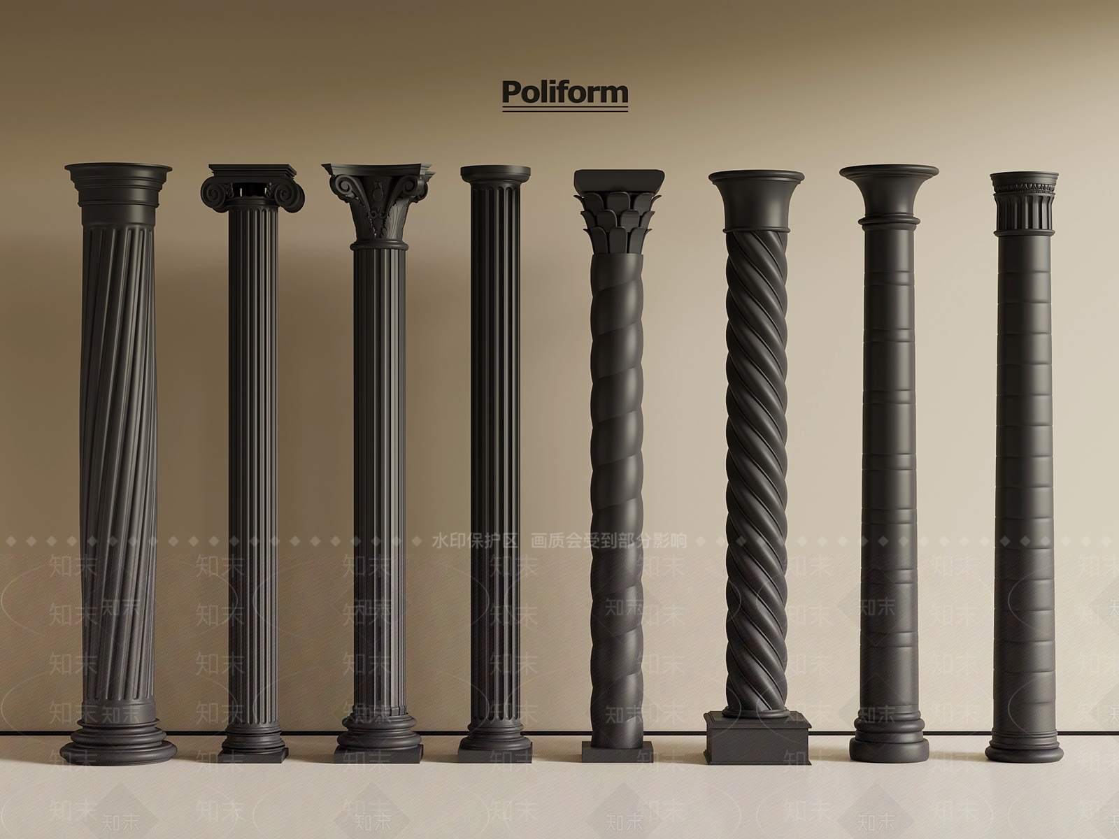 法式复古柱子3D模型下载【ID:1195287191】