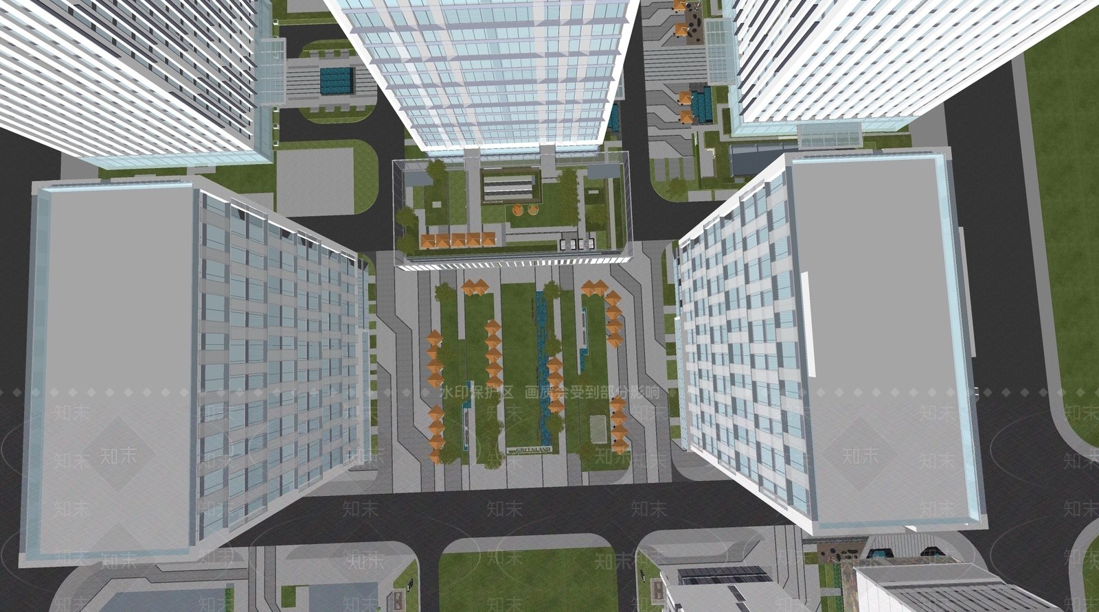现代景观公园SU模型下载【ID:1195288740】