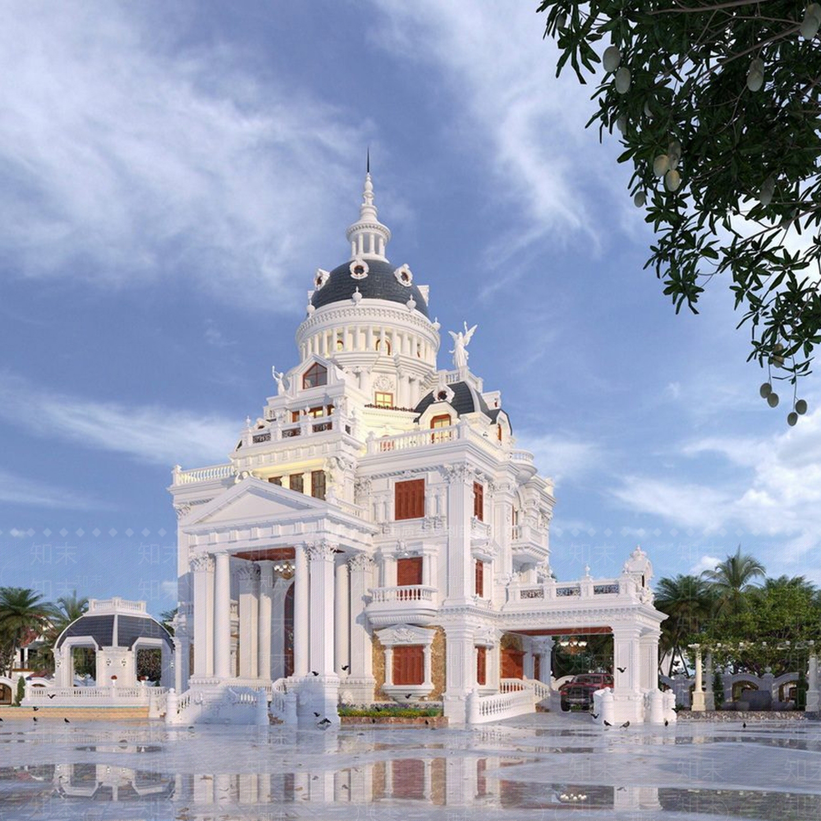 美式欧式风格建筑SU模型下载【ID:1195288823】