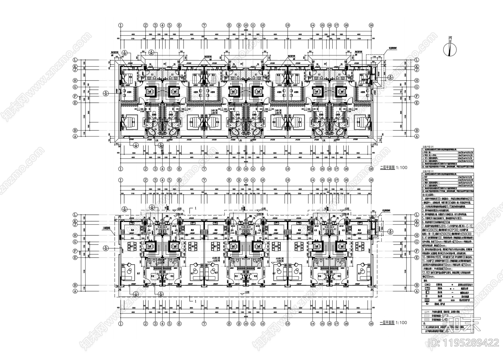 新中式住宅楼建筑施工图下载【ID:1195289422】