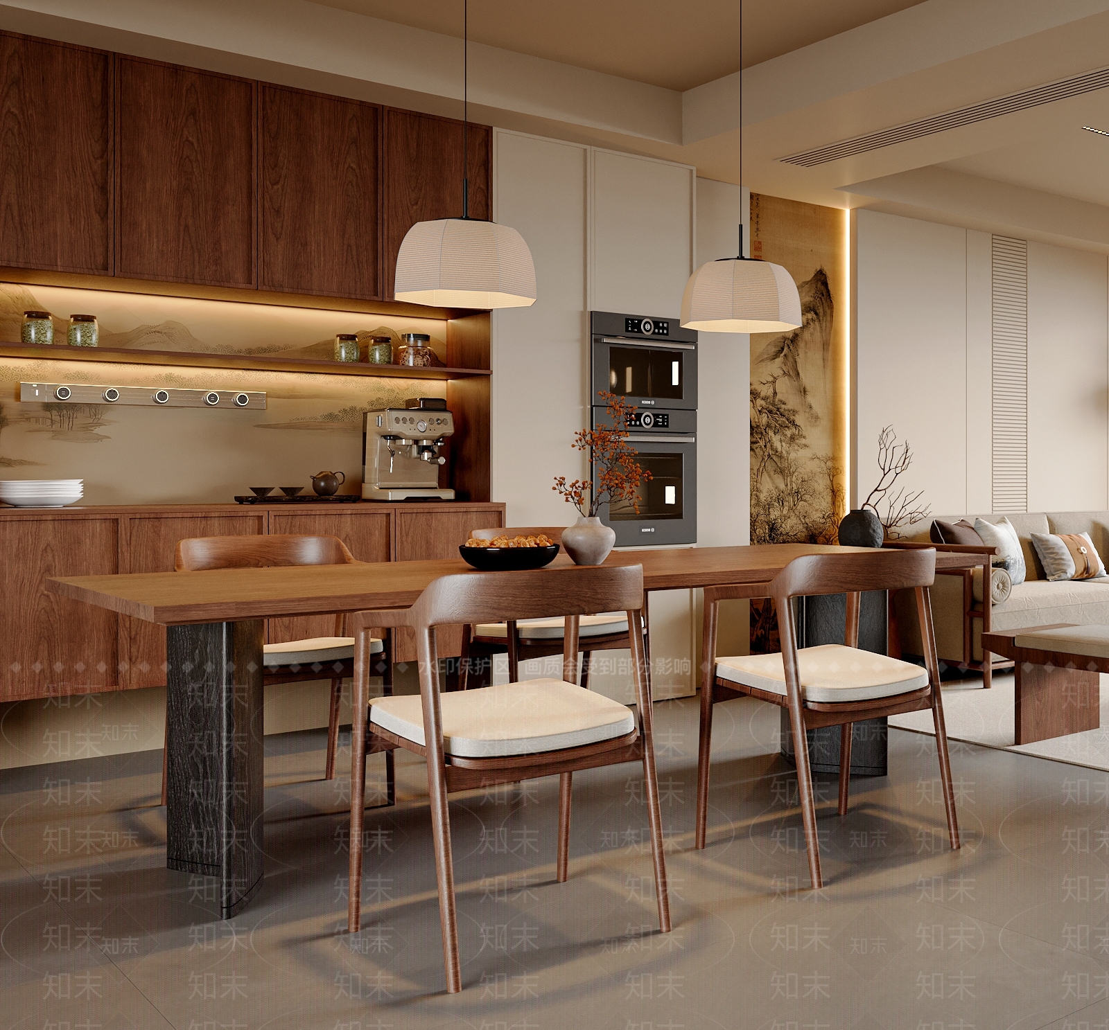 新中式中式餐桌椅SU模型下载【ID:1195290732】