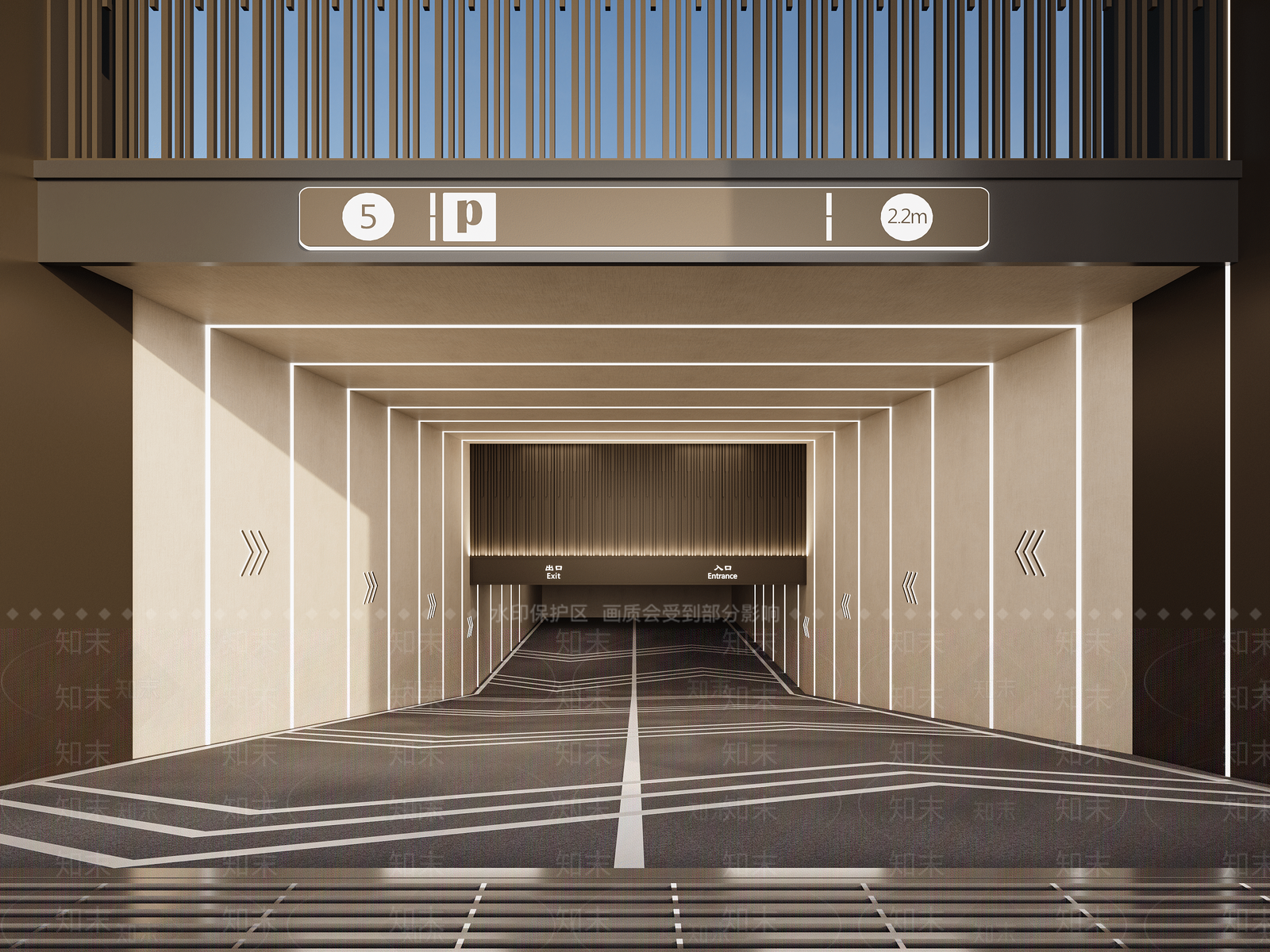 现代室内停车场3D模型下载【ID:1195292230】