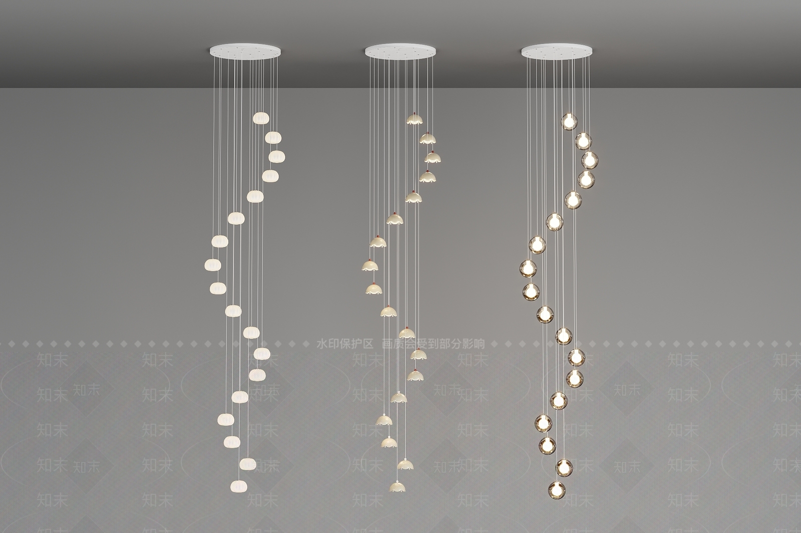 现代楼梯吊灯3D模型下载【ID:1195292006】