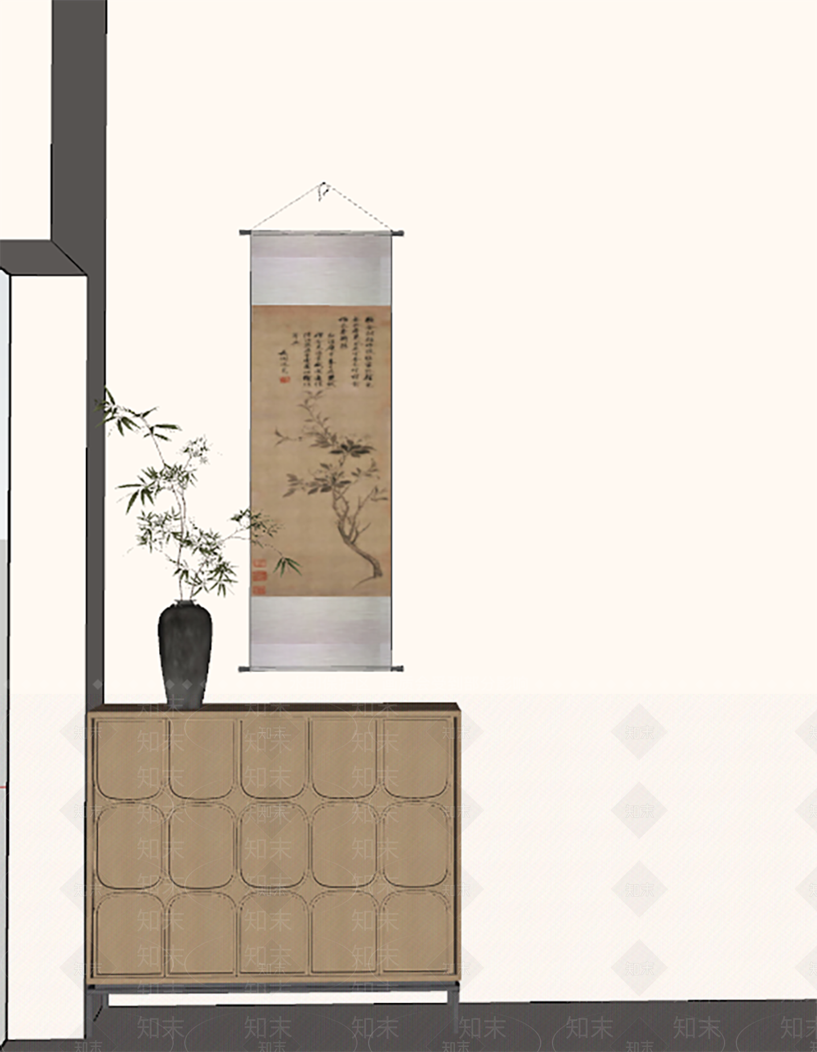 新中式简约斗柜SU模型下载【ID:1195297809】