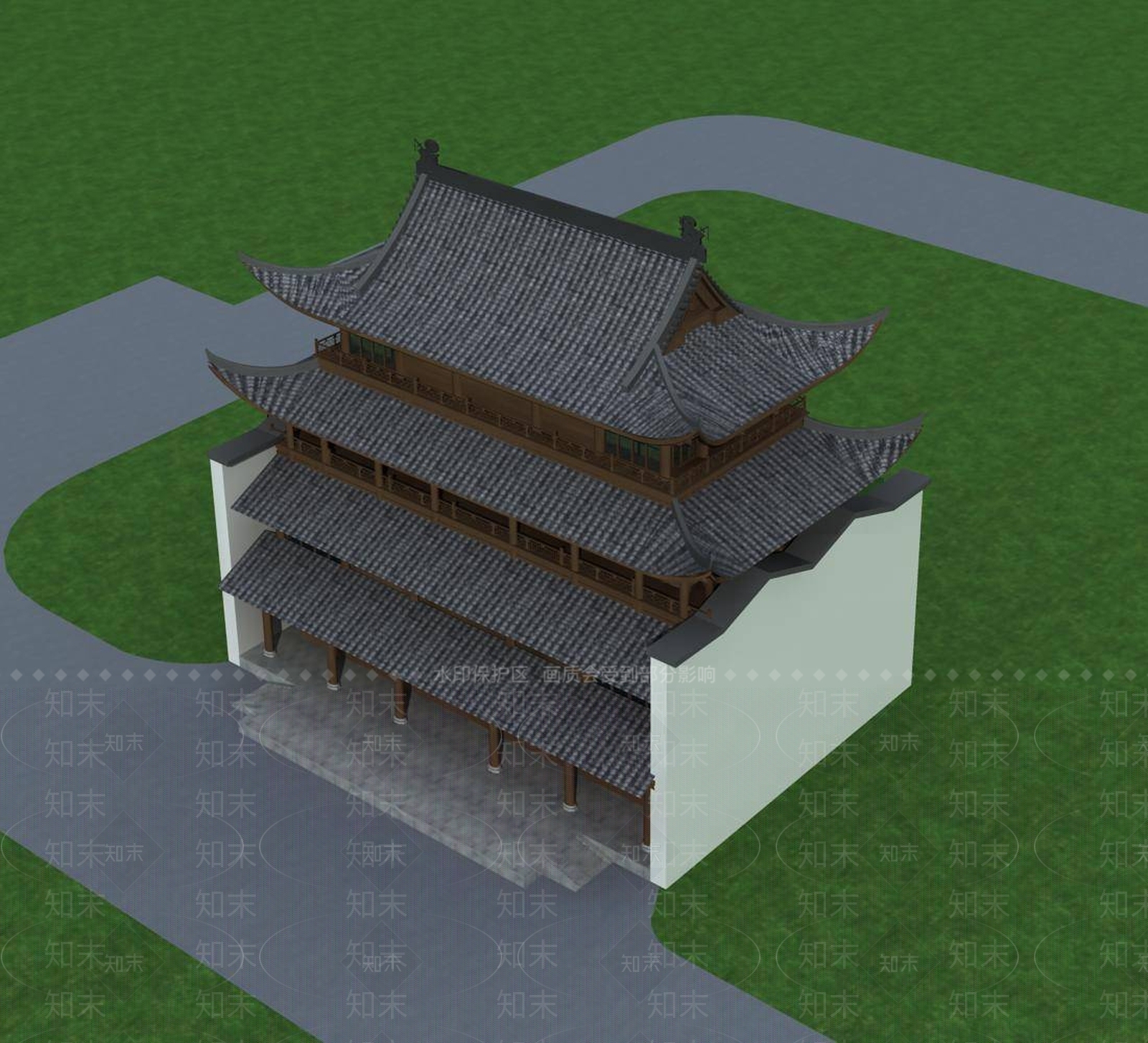 中式古建3D模型下载【ID:1195298341】
