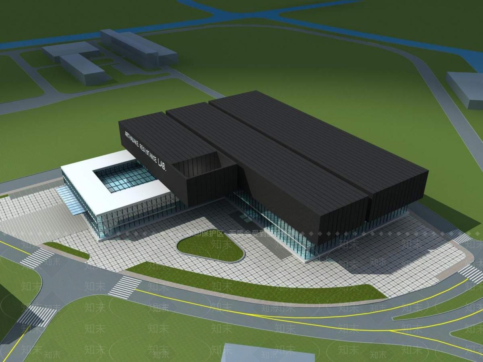现代图书馆外观3D模型下载【ID:1195298455】