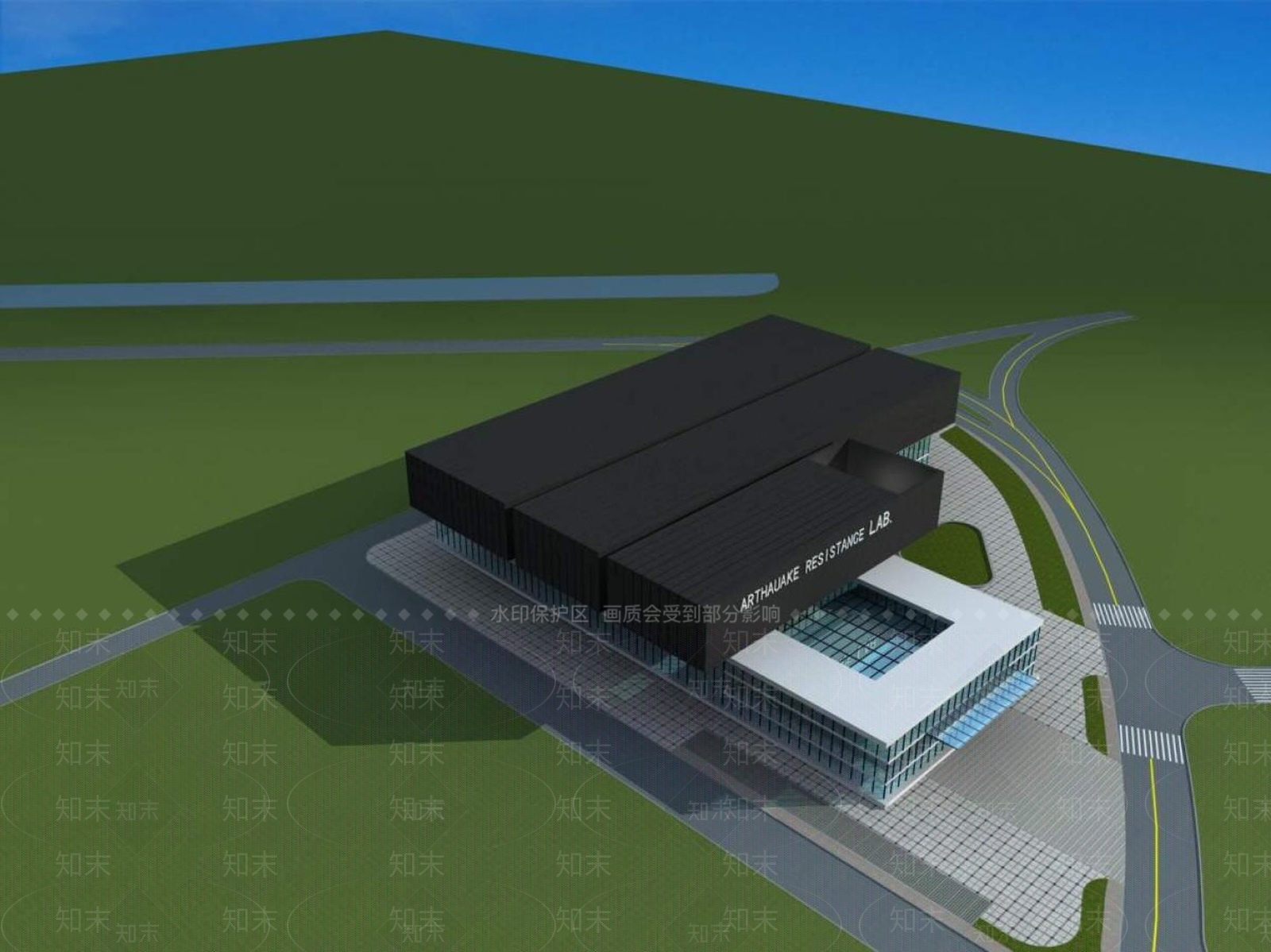 现代图书馆外观3D模型下载【ID:1195298455】