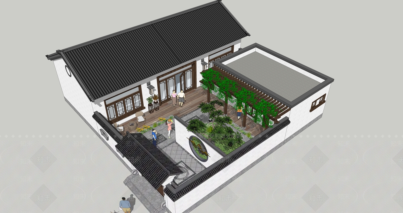 新中式乡村民房SU模型下载【ID:1195299338】