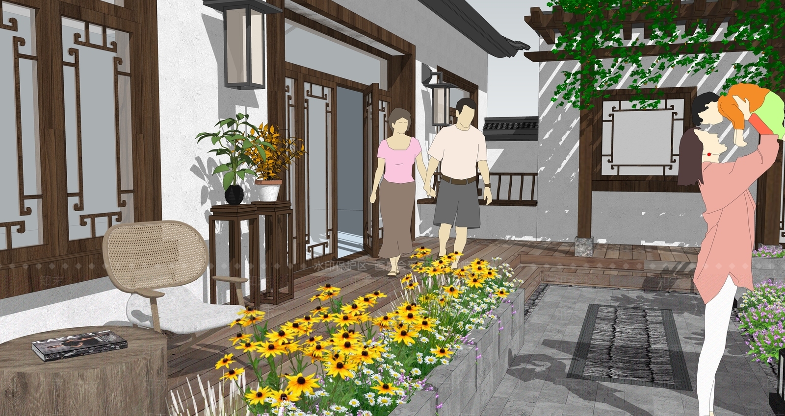 新中式乡村民房SU模型下载【ID:1195299338】