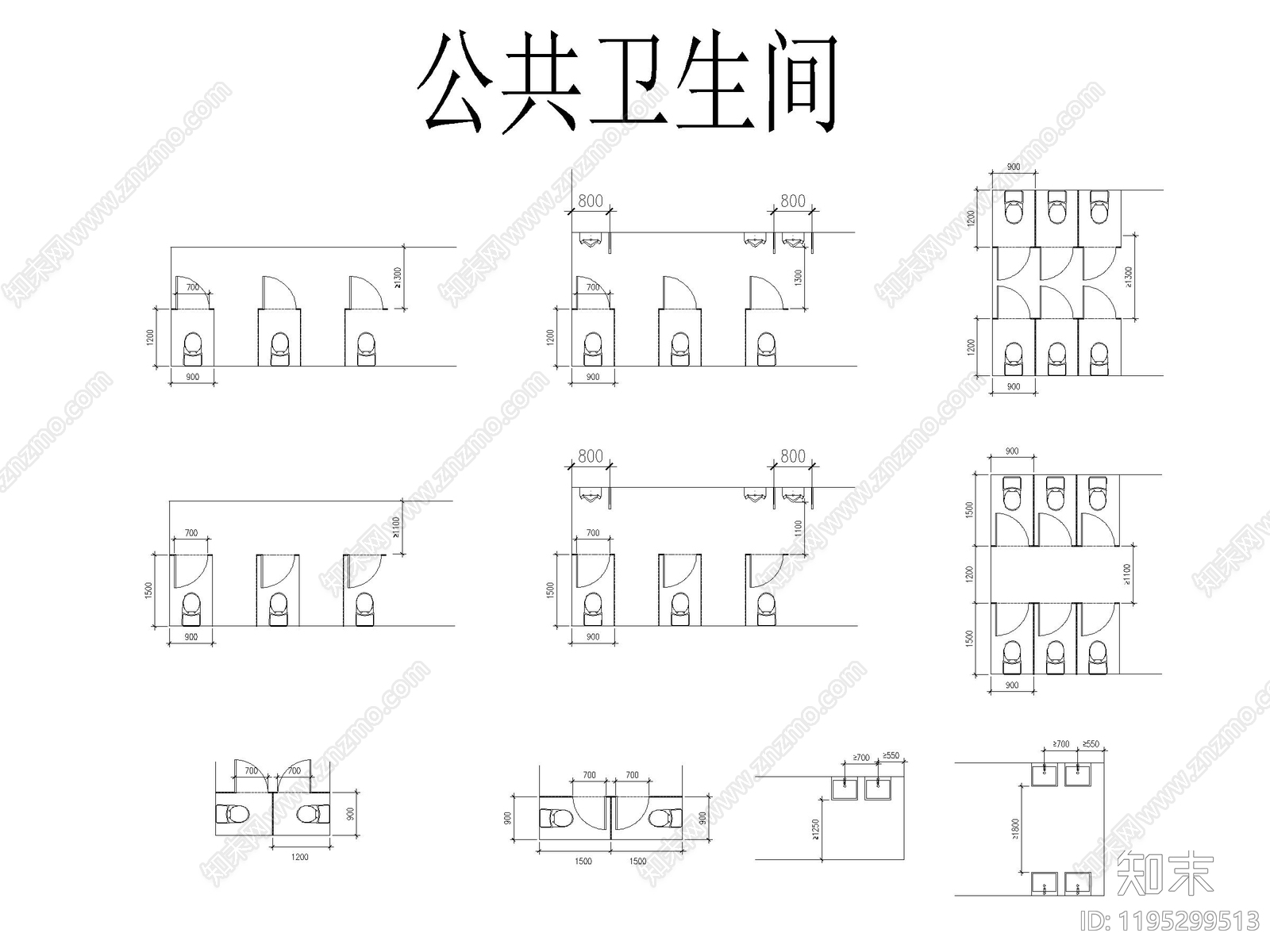 现代公共卫生间cad施工图下载【ID:1195299513】