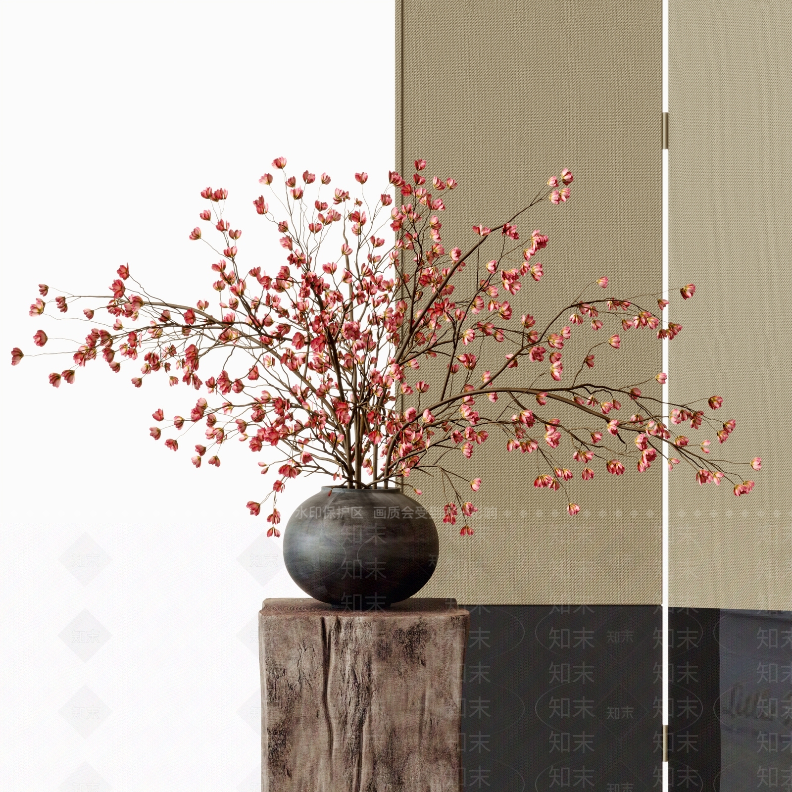 新中式花艺SU模型下载【ID:1195299598】