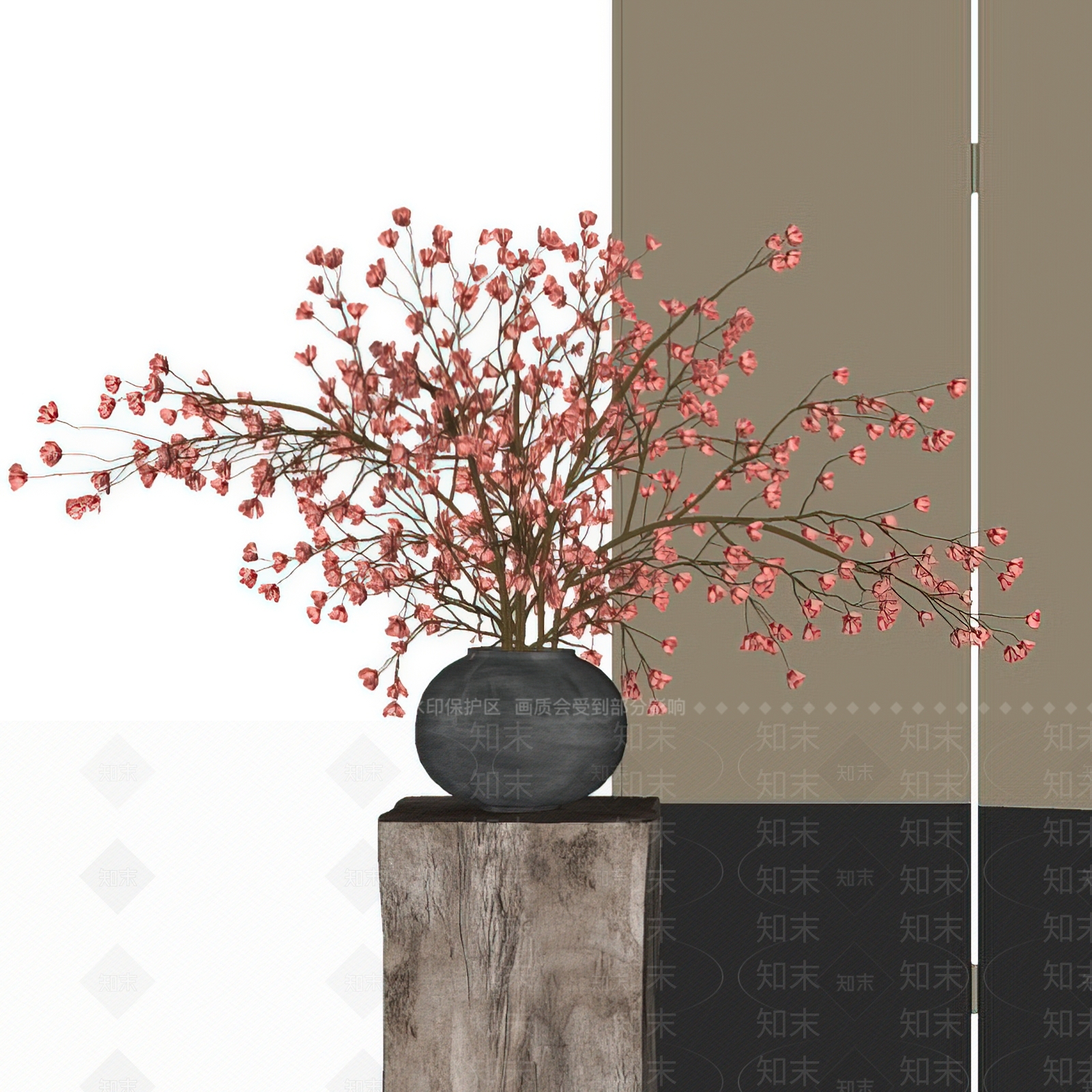 新中式花艺SU模型下载【ID:1195299598】