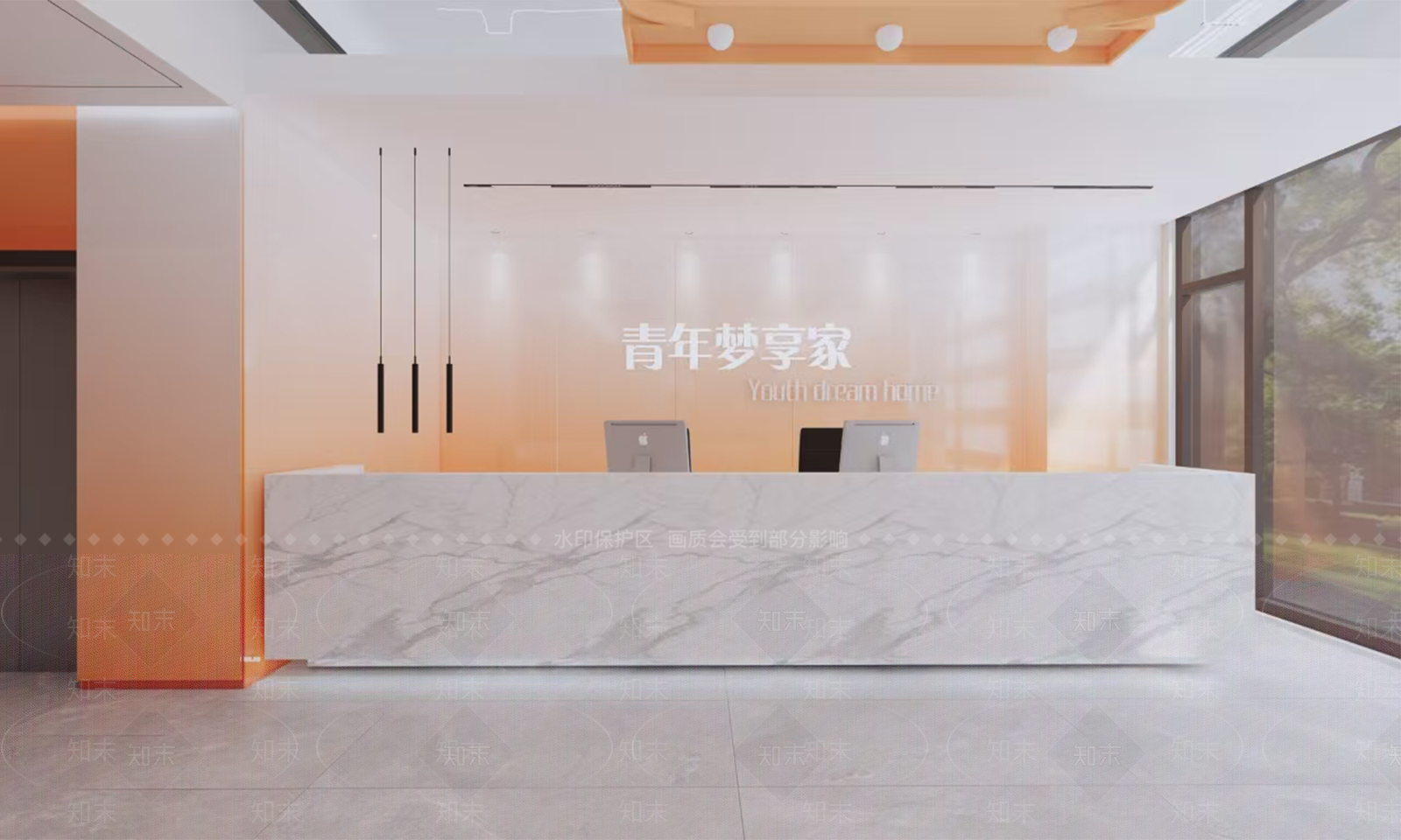 现代简约办公大堂SU模型下载【ID:1195300266】
