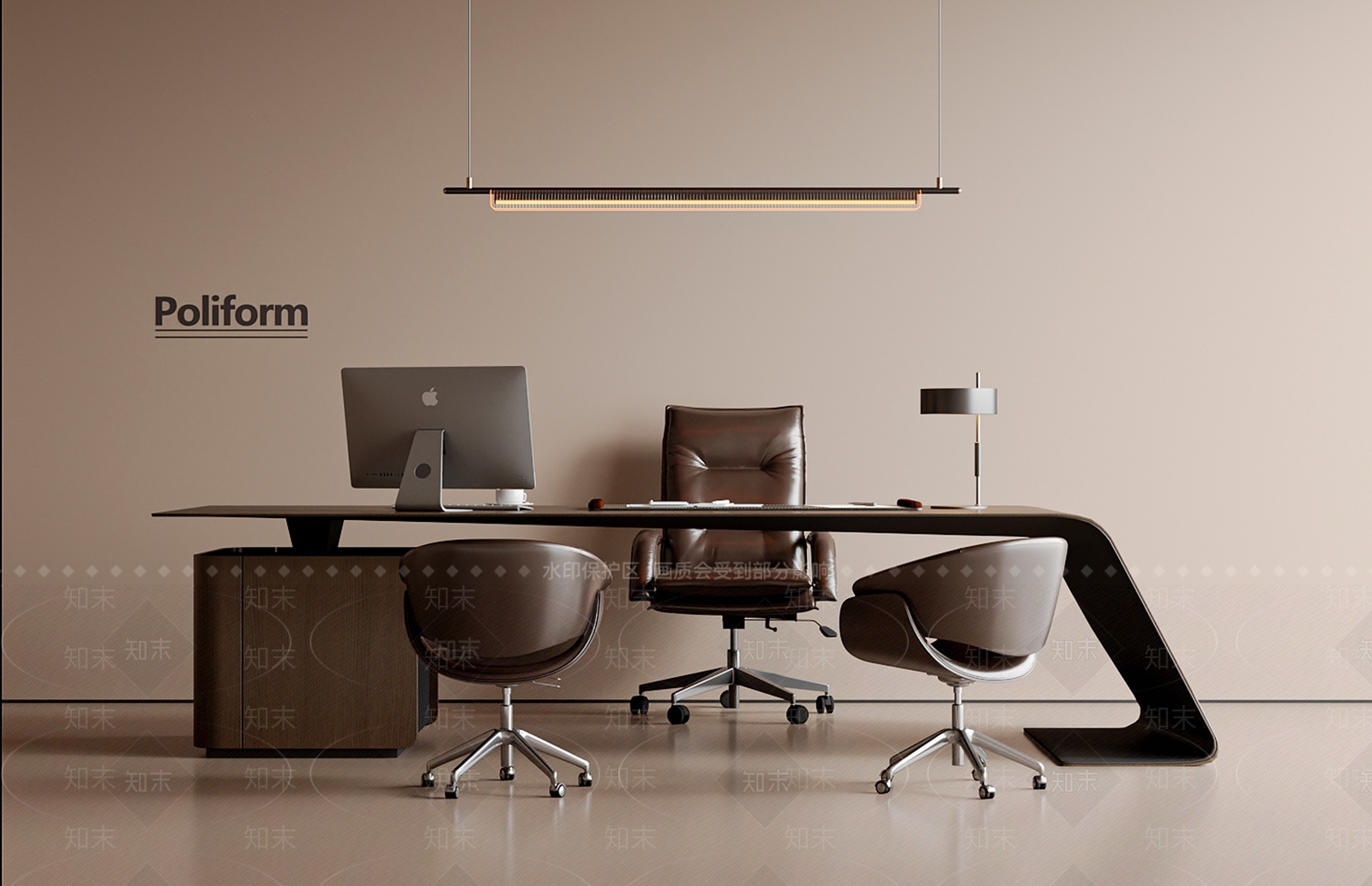 现代意式办公桌椅3D模型下载【ID:1195393509】