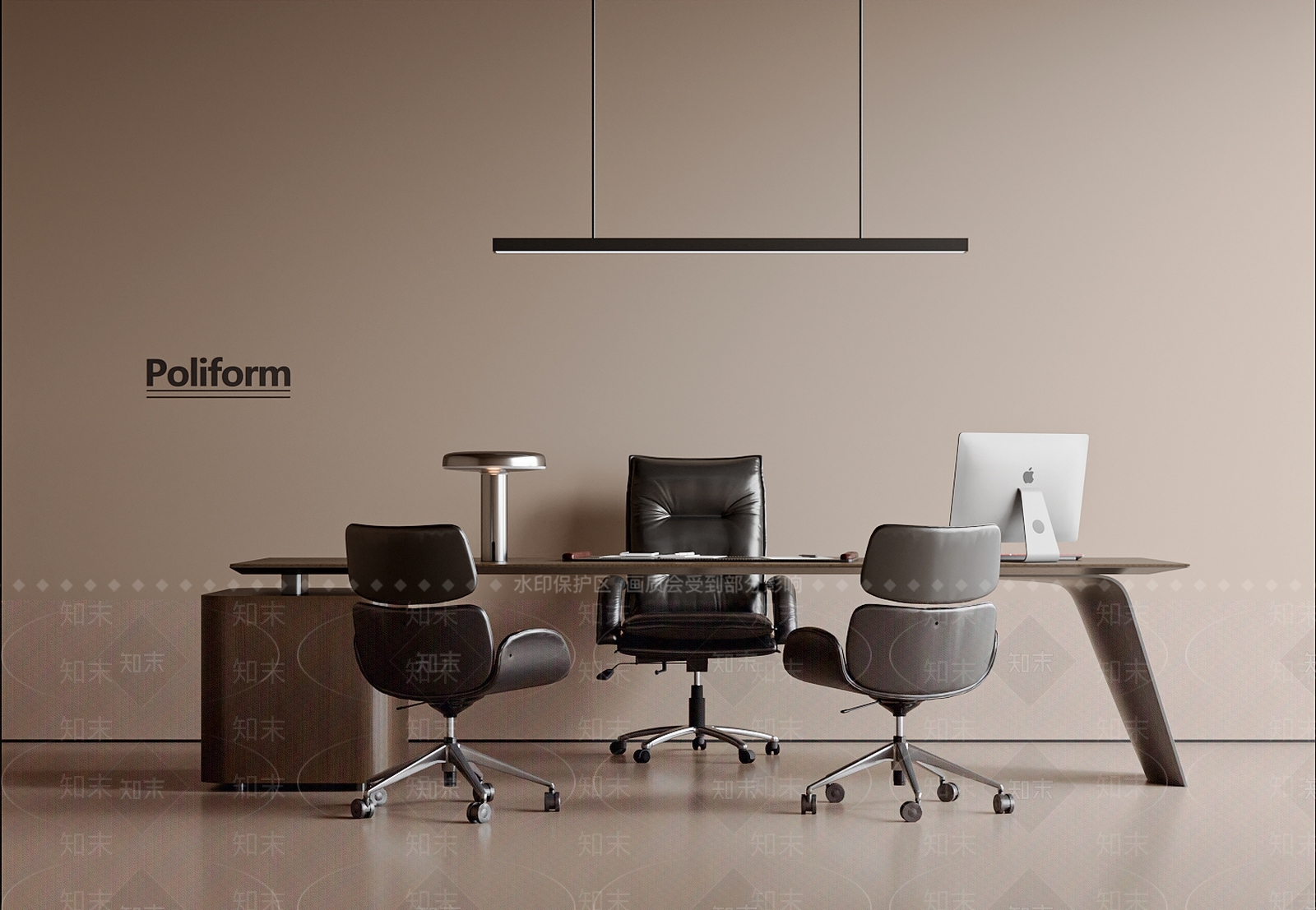 现代意式办公桌椅3D模型下载【ID:1195393725】