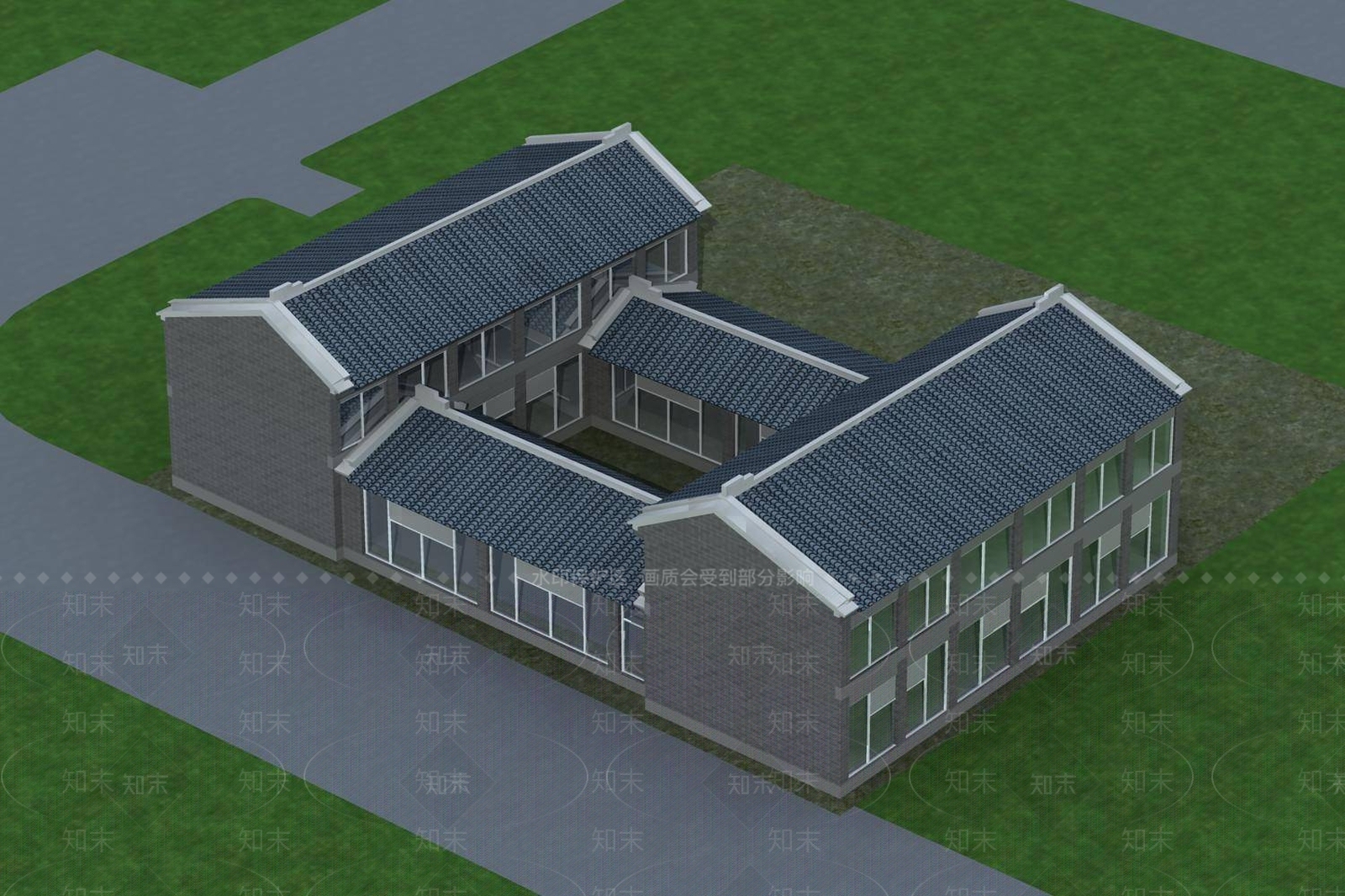 中式高层住宅3D模型下载【ID:1195394322】