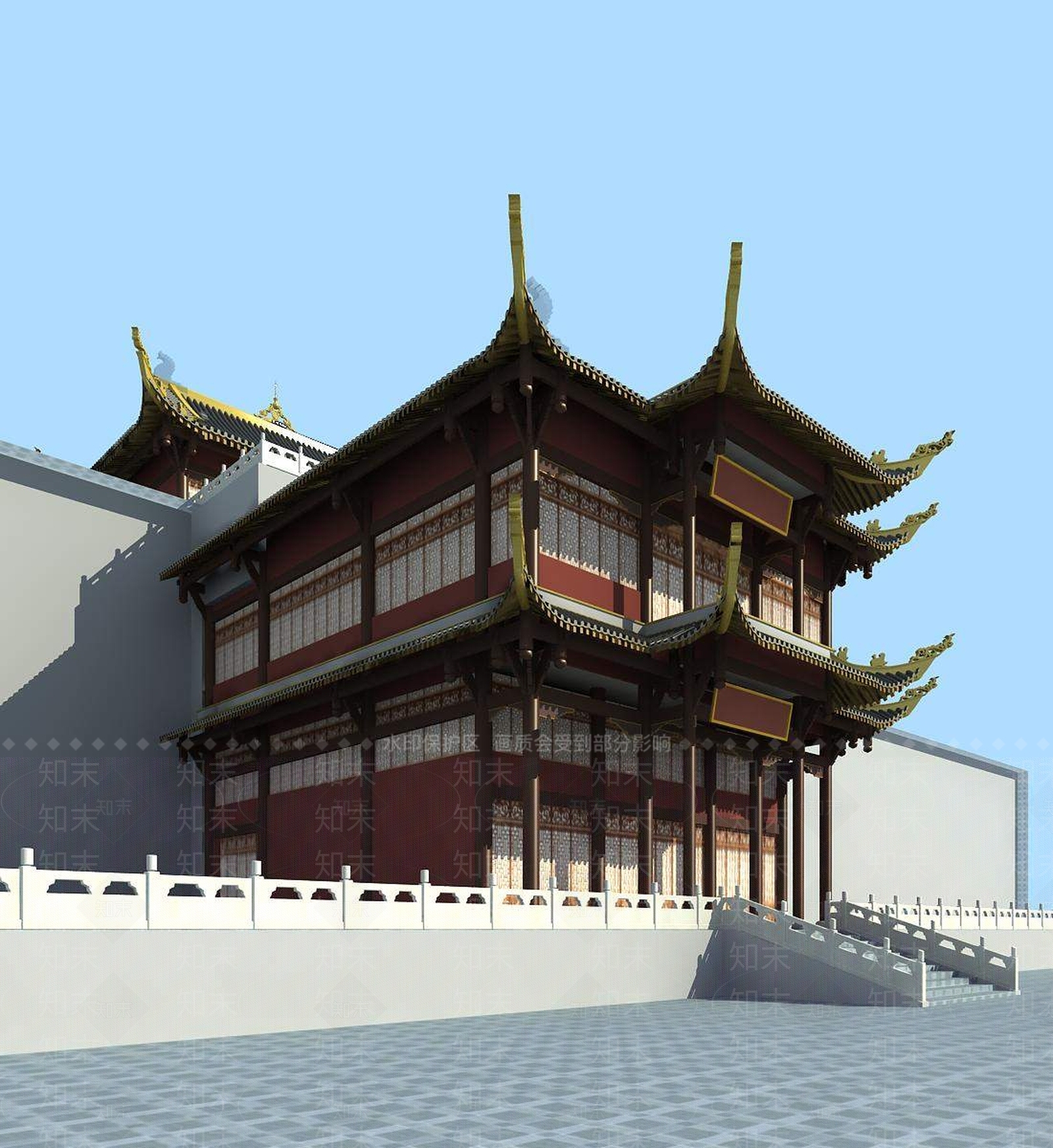 中式古建3D模型下载【ID:1195397326】