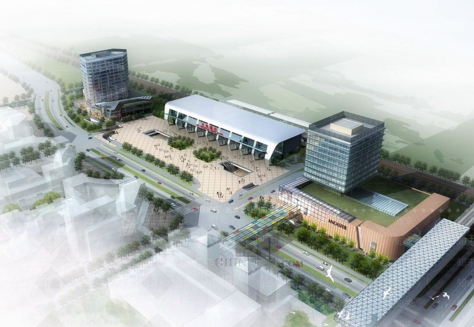 现代车站外观3D模型下载【ID:1195397473】