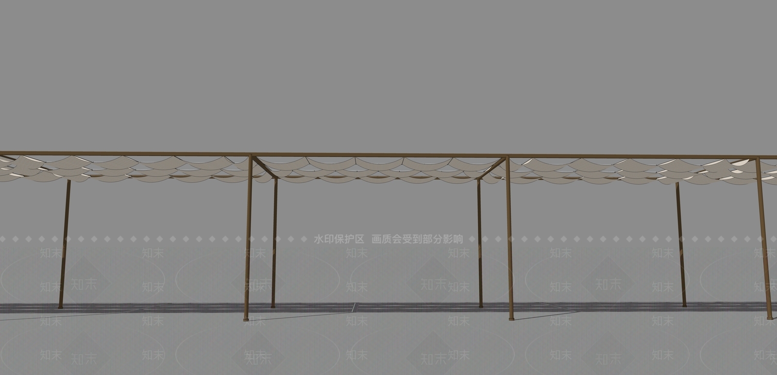 新中式简约廊架SU模型下载【ID:1195398121】