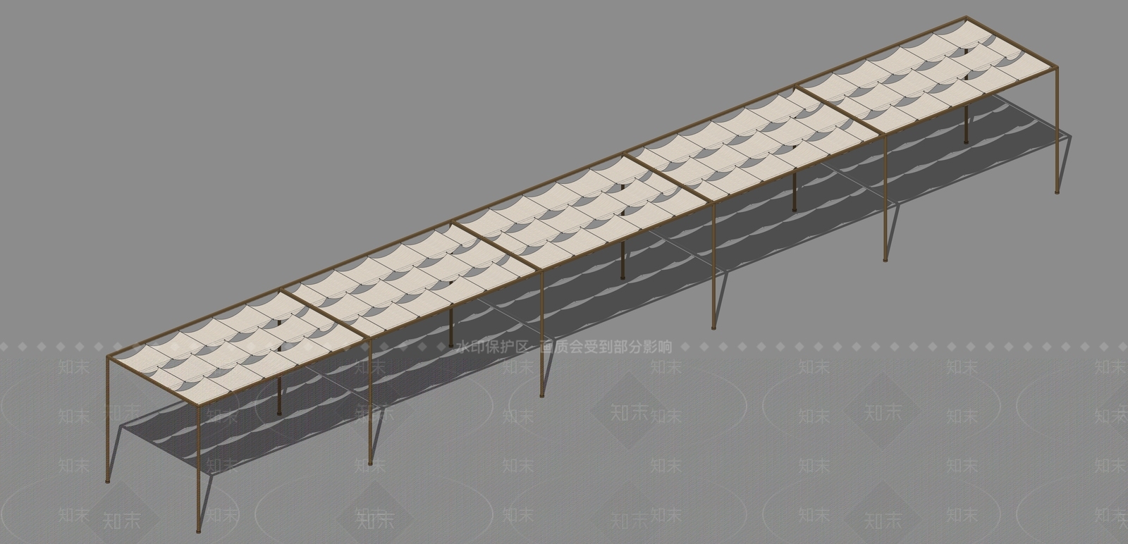 新中式简约廊架SU模型下载【ID:1195398121】