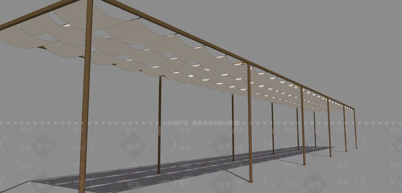 新中式简约廊架SU模型下载【ID:1195398121】