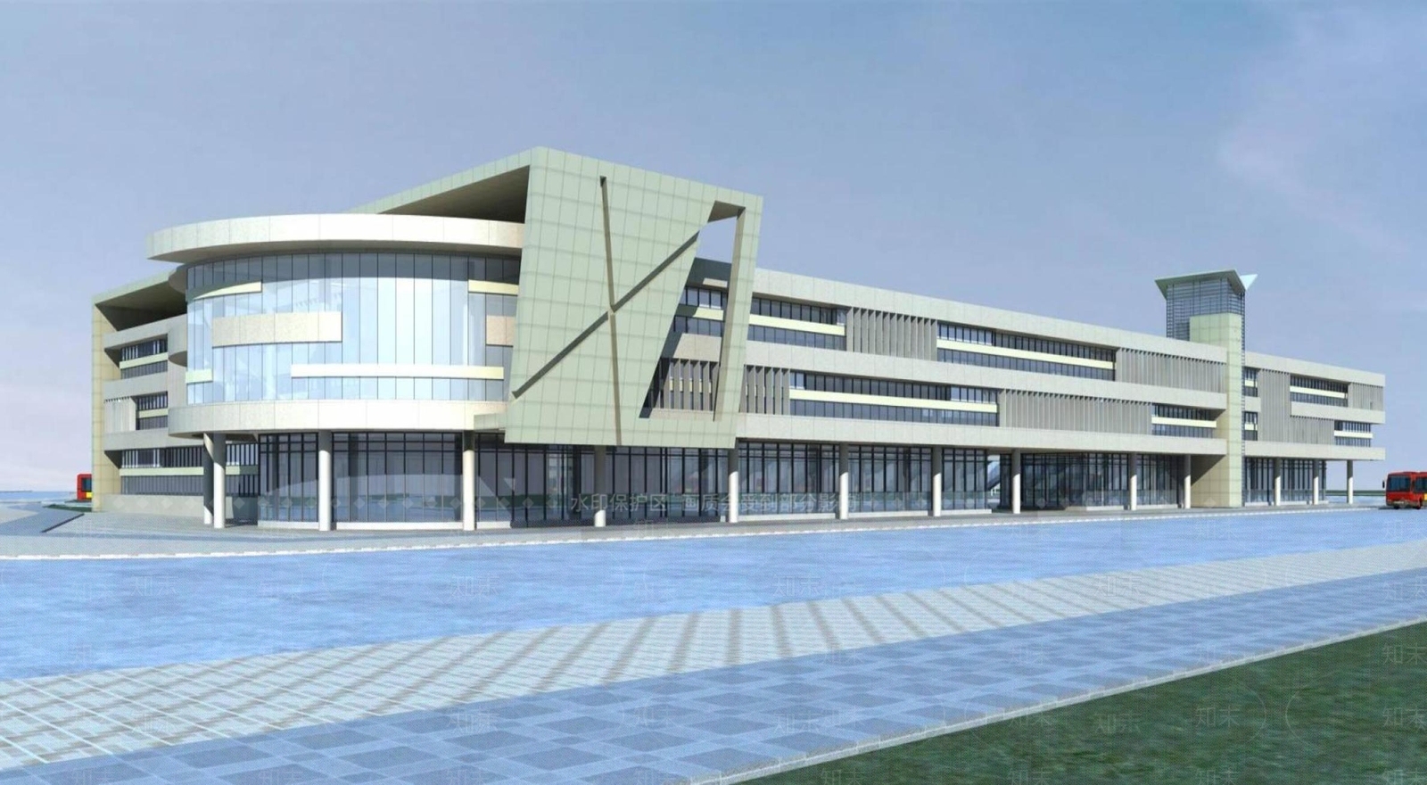 现代车站外观3D模型下载【ID:1195398561】