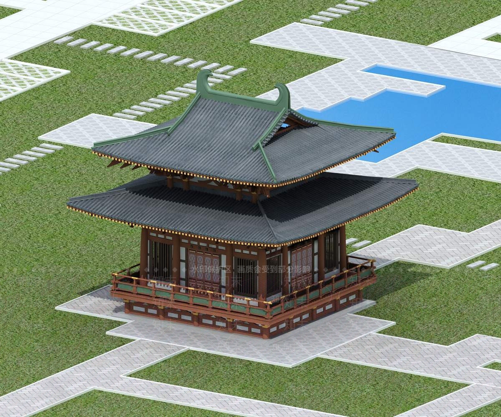 中式古建3D模型下载【ID:1195398734】