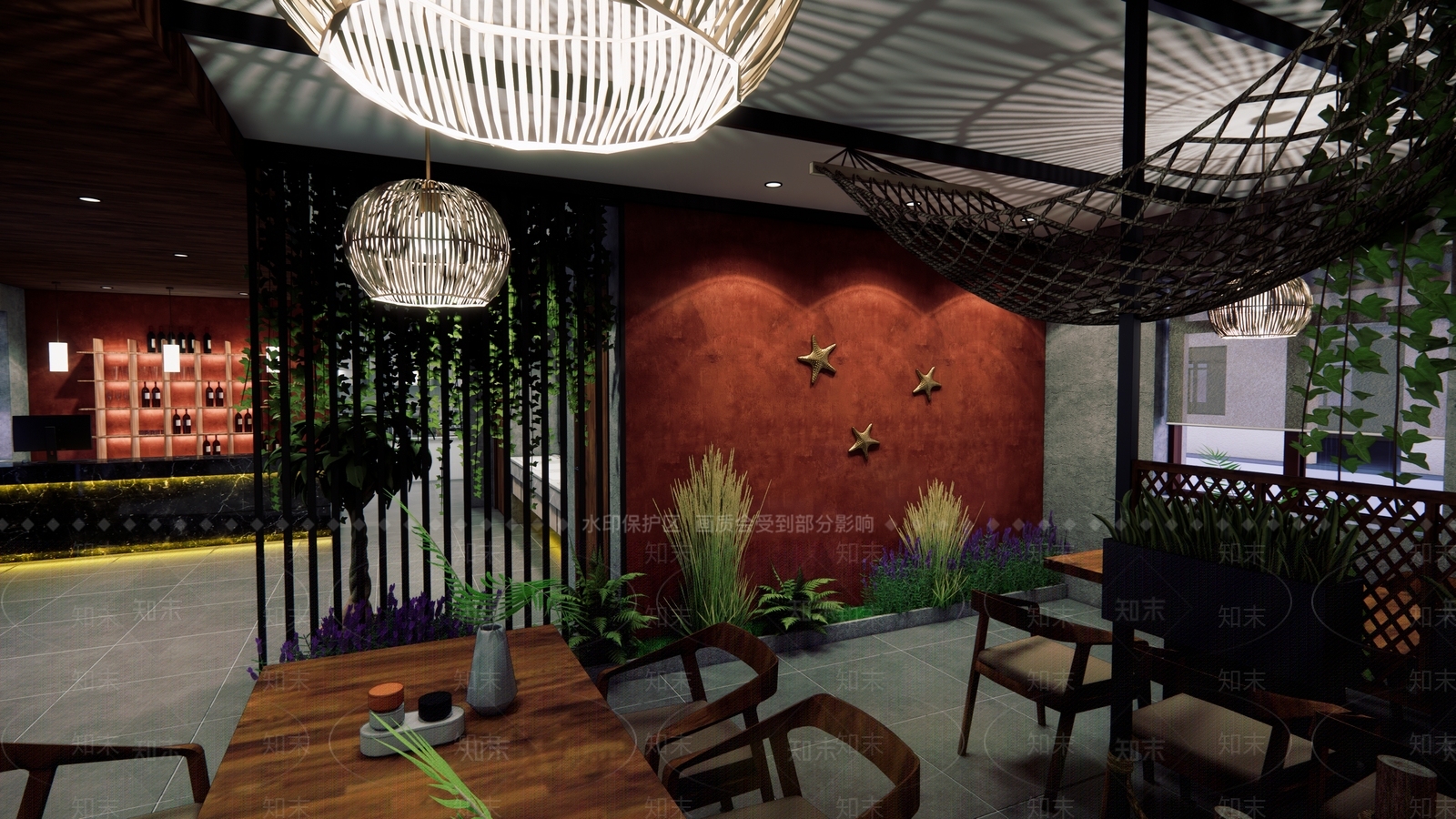 现代新中式中餐厅SU模型下载【ID:1195399095】