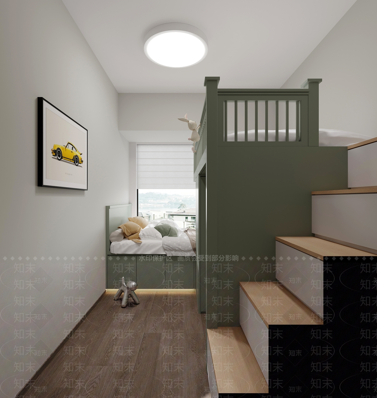现代榻榻米卧室3D模型下载【ID:1195399583】