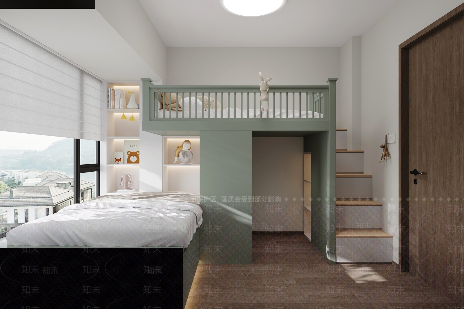 现代榻榻米卧室3D模型下载【ID:1195399583】