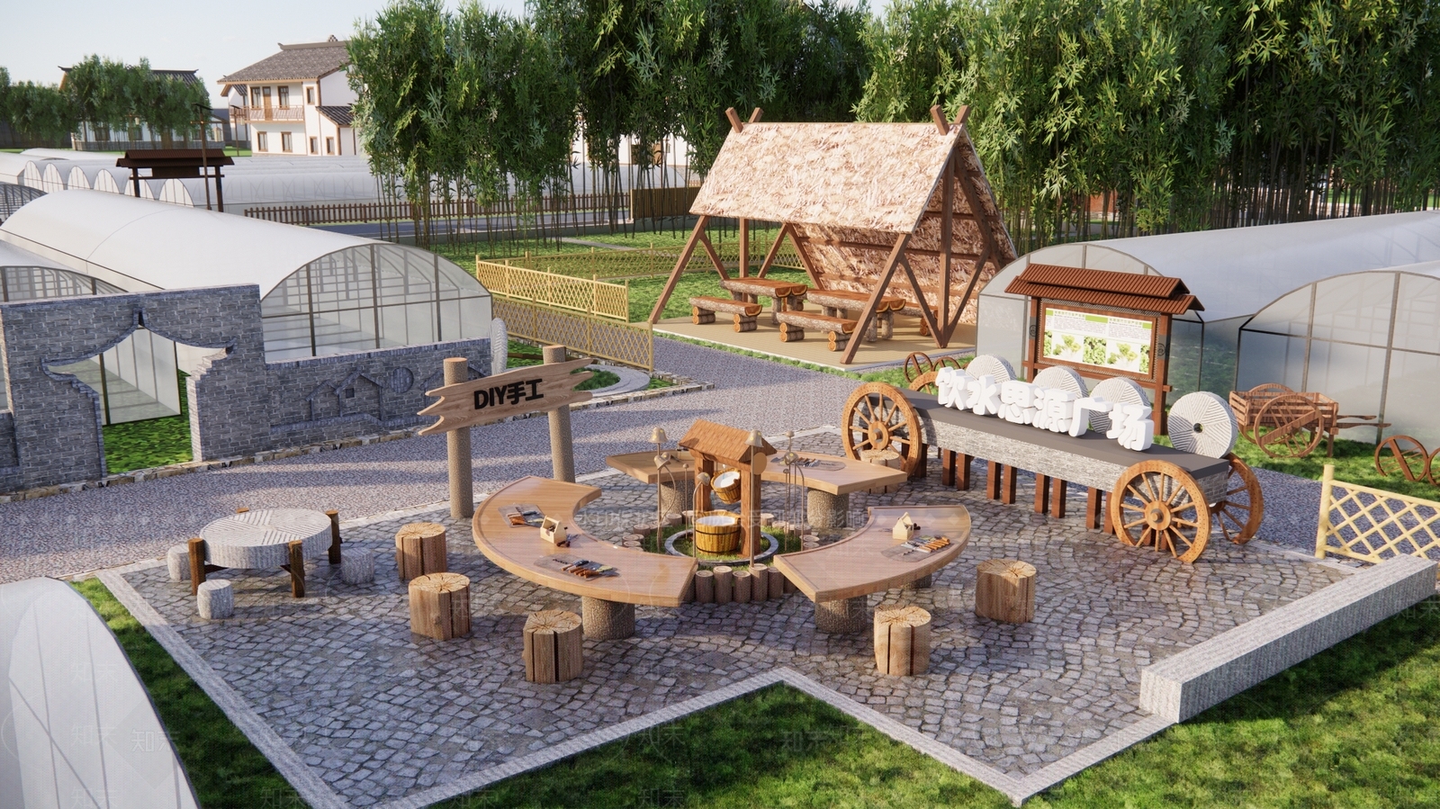 现代农耕研学教育基地SU模型下载【ID:1195401014】