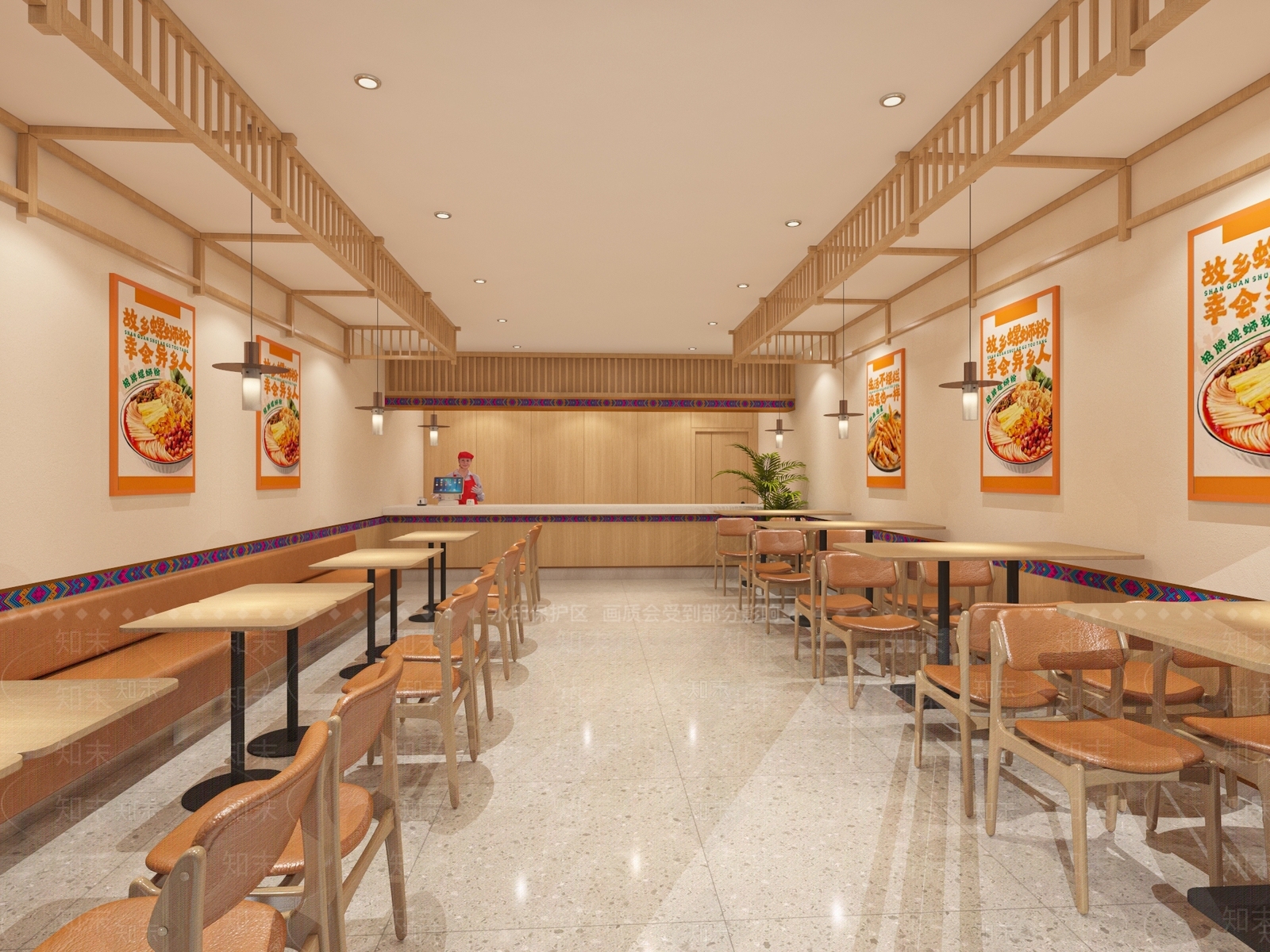 新中式现代自助餐厅3D模型下载【ID:1195403686】