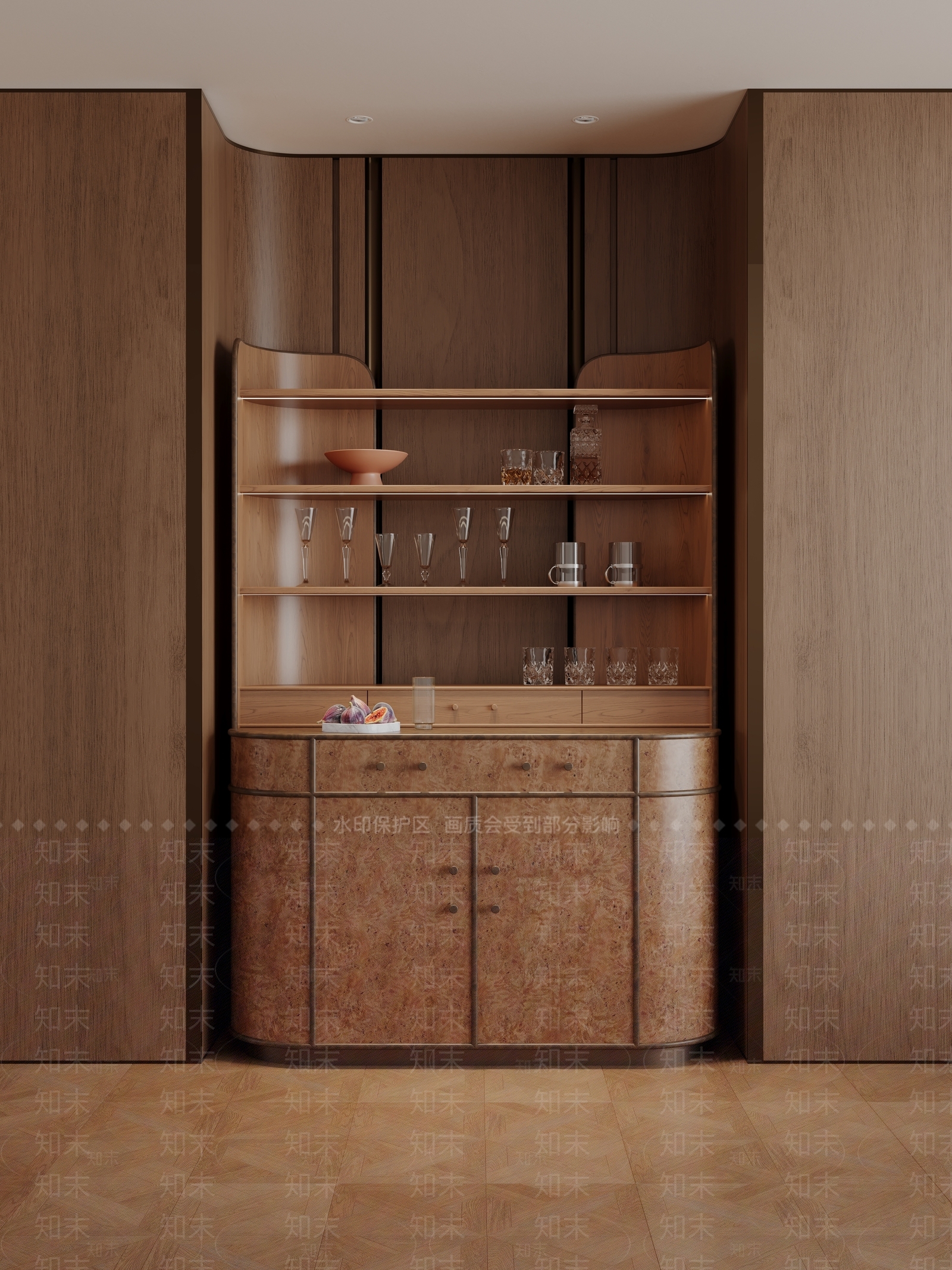 美式复古酒柜3D模型下载【ID:1195404123】