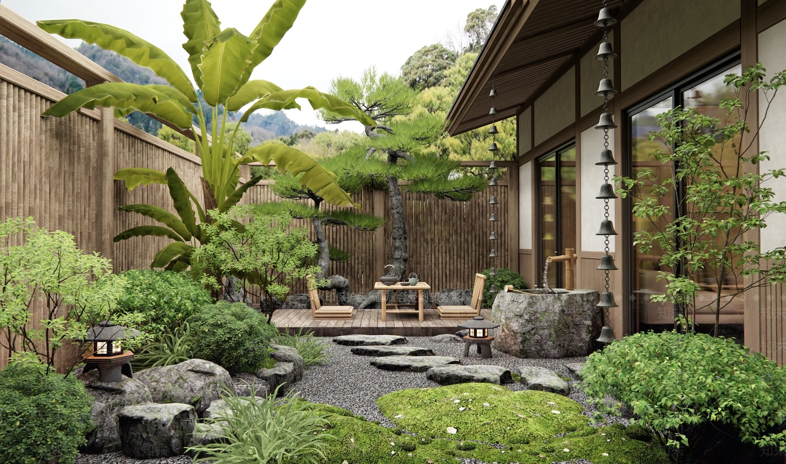 日式禅意乡村庭院SU模型下载【ID:1195404256】