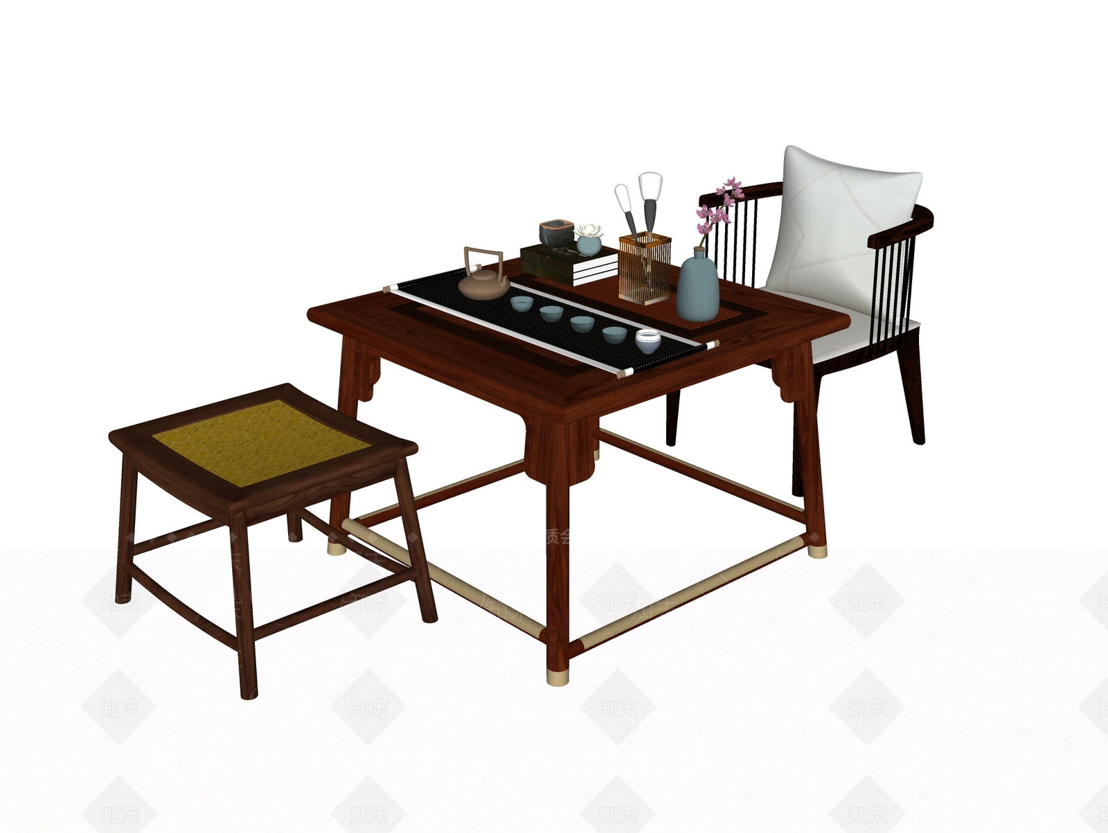 新中式中式茶几SU模型下载【ID:1195404422】