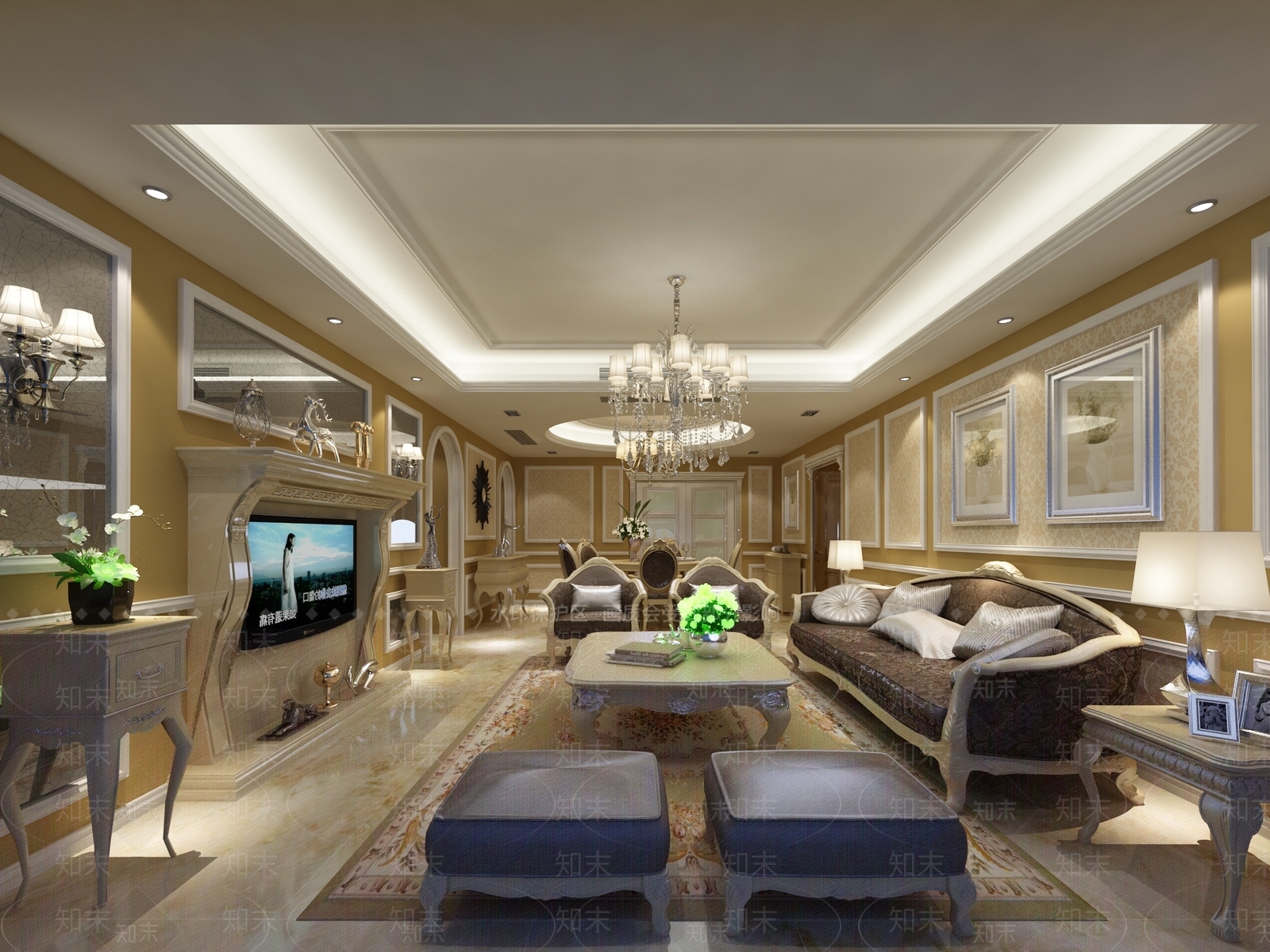 简欧客餐厅3D模型下载【ID:1195406678】