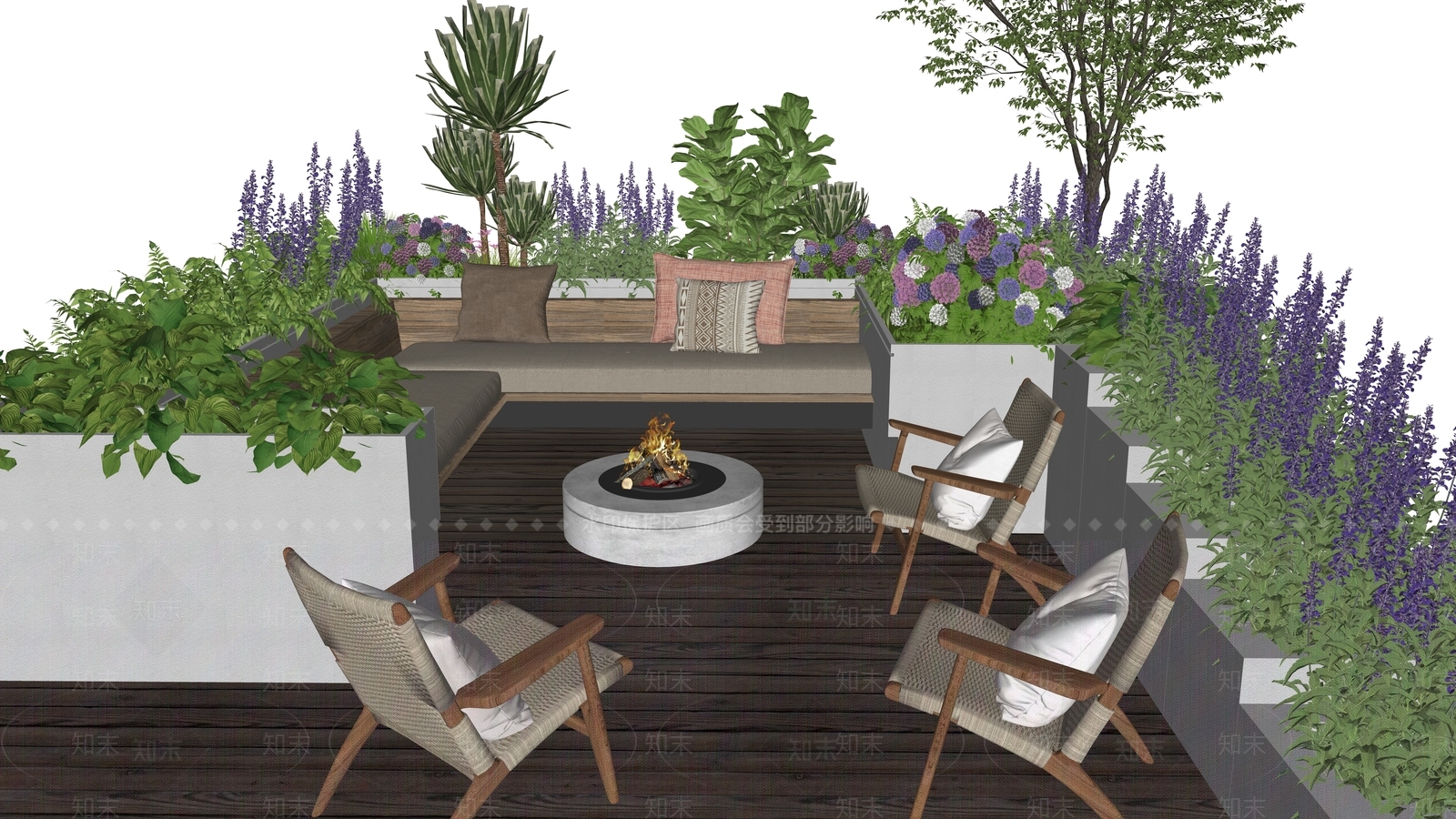 现代美式屋顶花园SU模型下载【ID:1195408210】