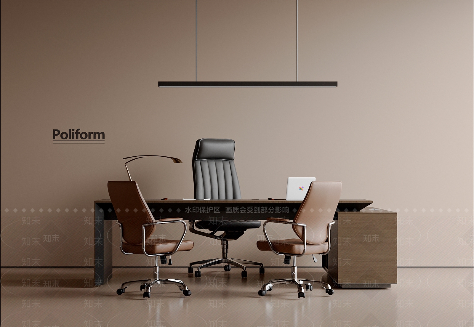 现代意式办公桌椅SU模型下载【ID:1195407834】