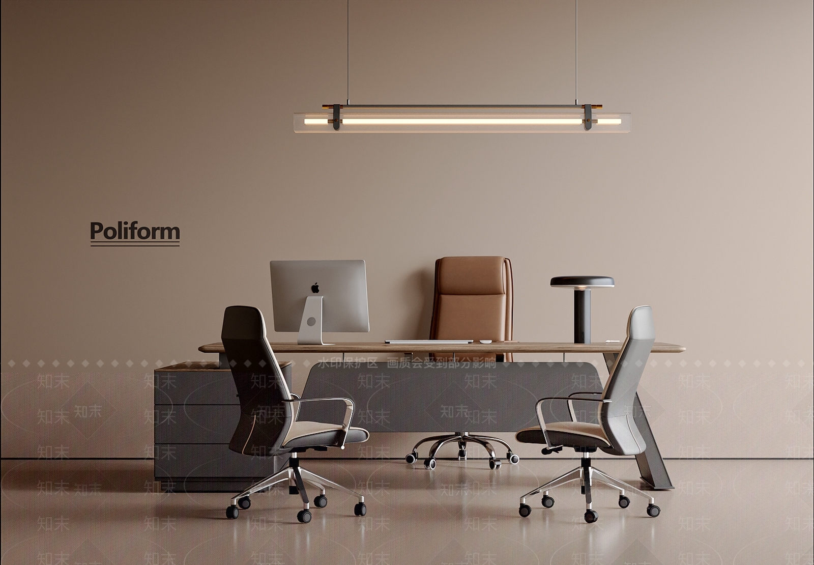 现代办公桌椅SU模型下载【ID:1195408259】