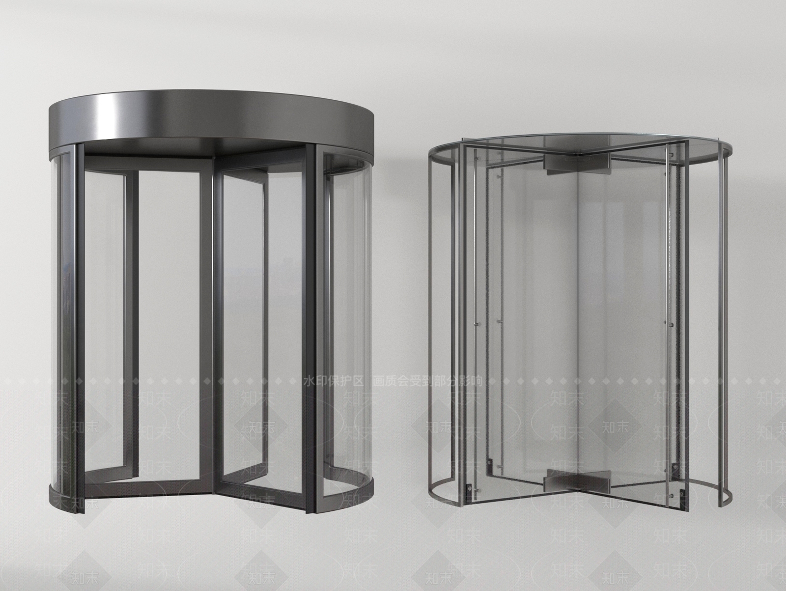 现代旋转门3D模型下载【ID:1195410034】