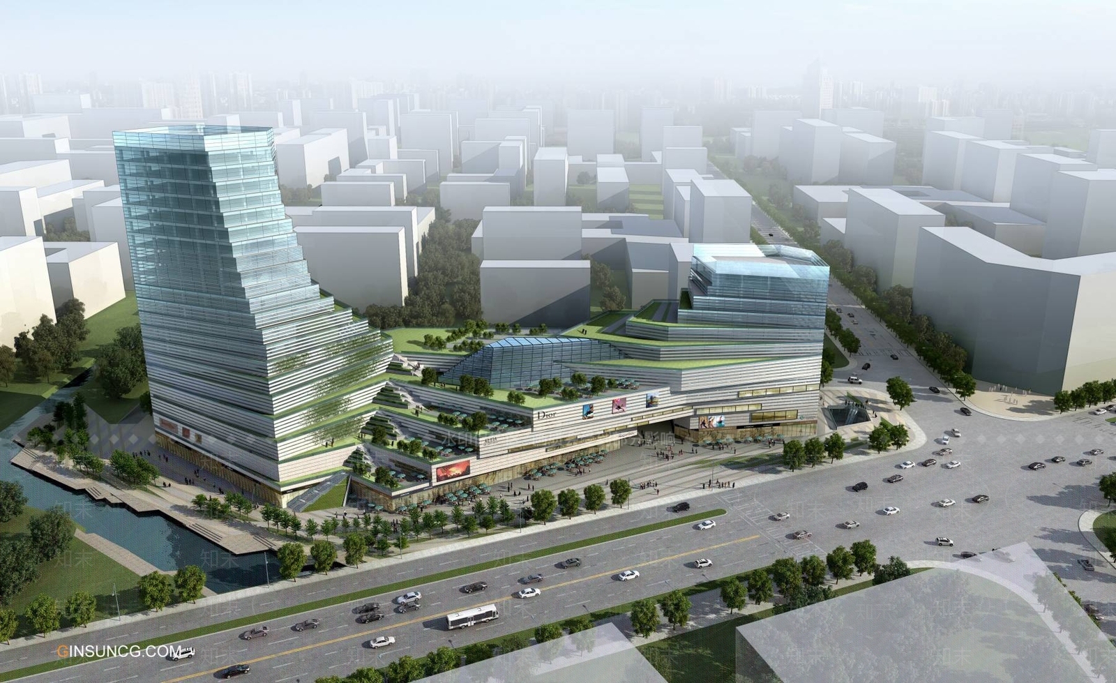 现代商场外观3D模型下载【ID:1195411388】