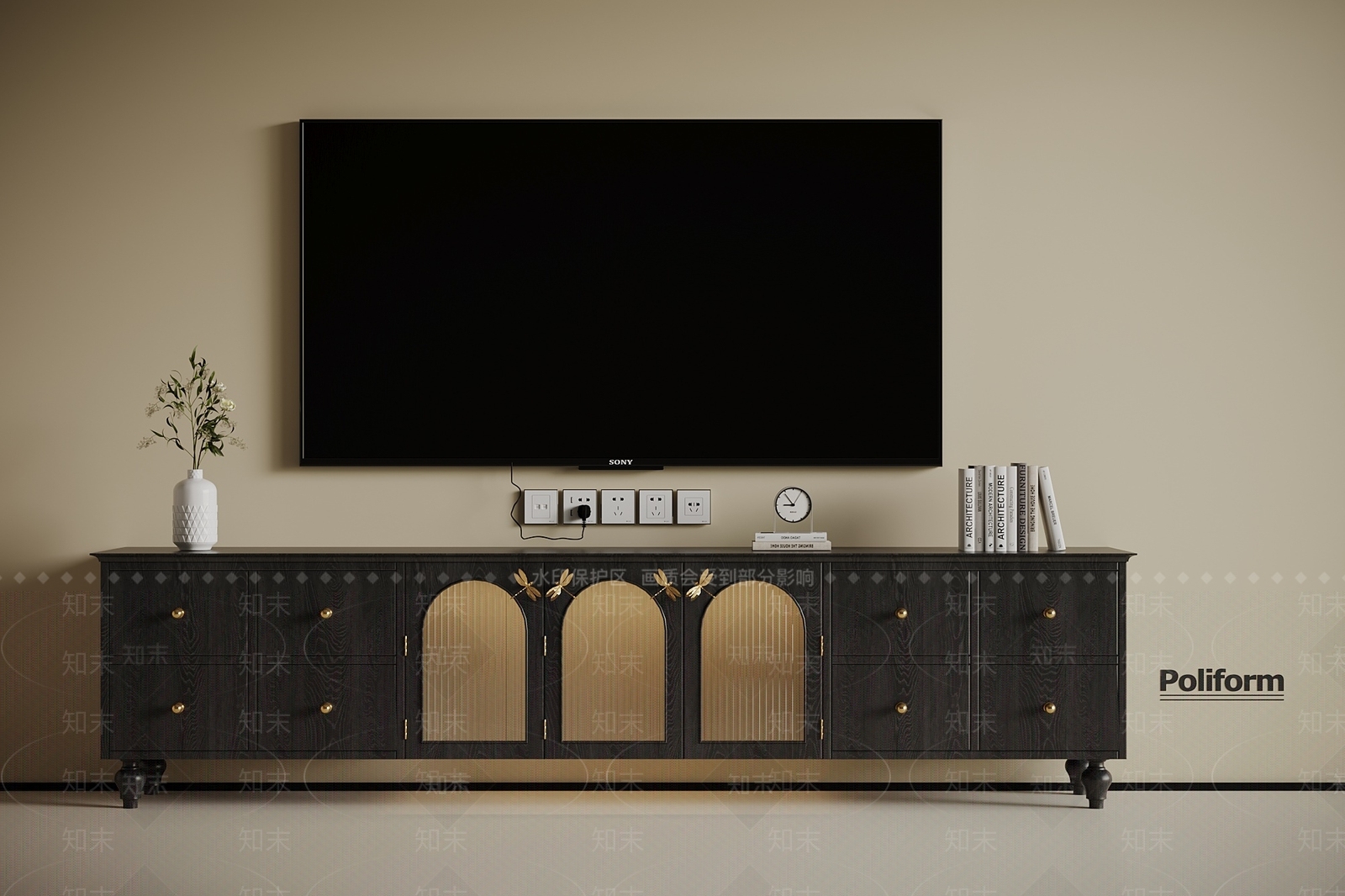 法式复古电视柜SU模型下载【ID:1195411961】