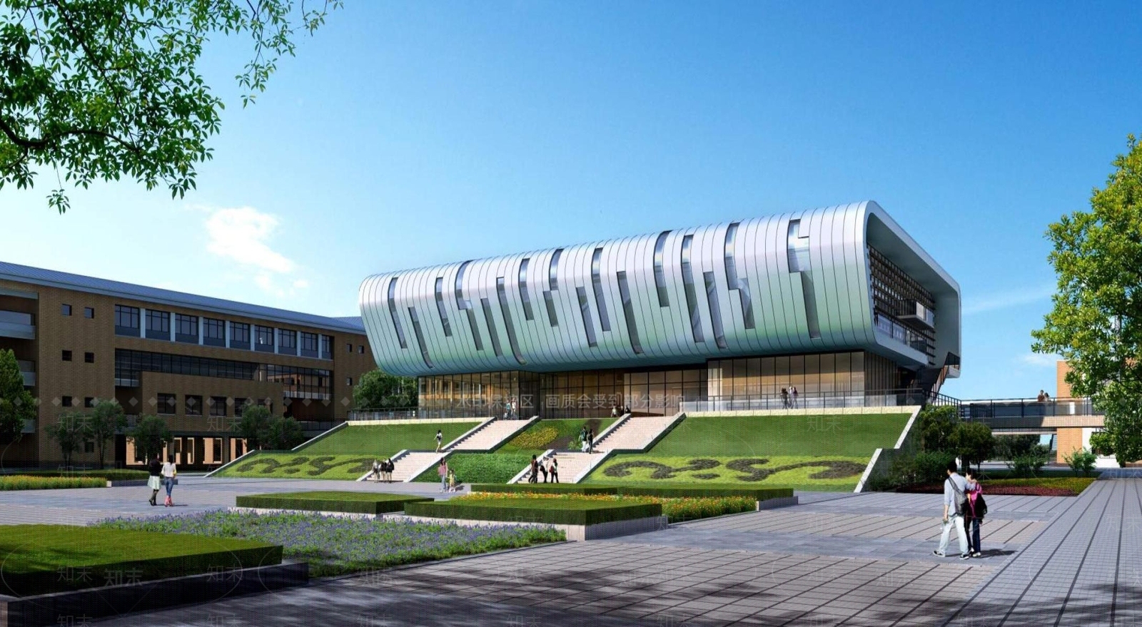 现代学校外观3D模型下载【ID:1195412354】